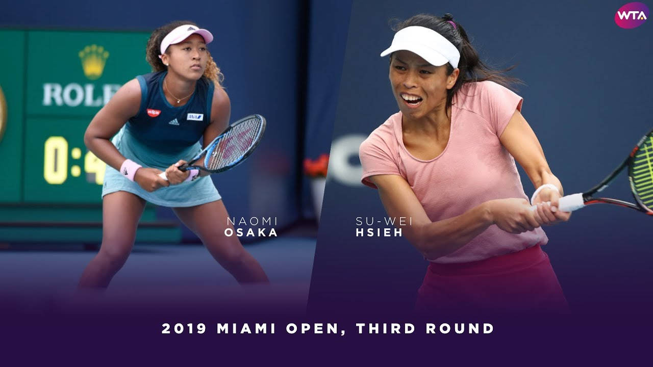 Naomiosaka Su-wei Hsieh Miami Open: Miami Open Con Naomi Osaka Y Su-wei Hsieh Fondo de pantalla