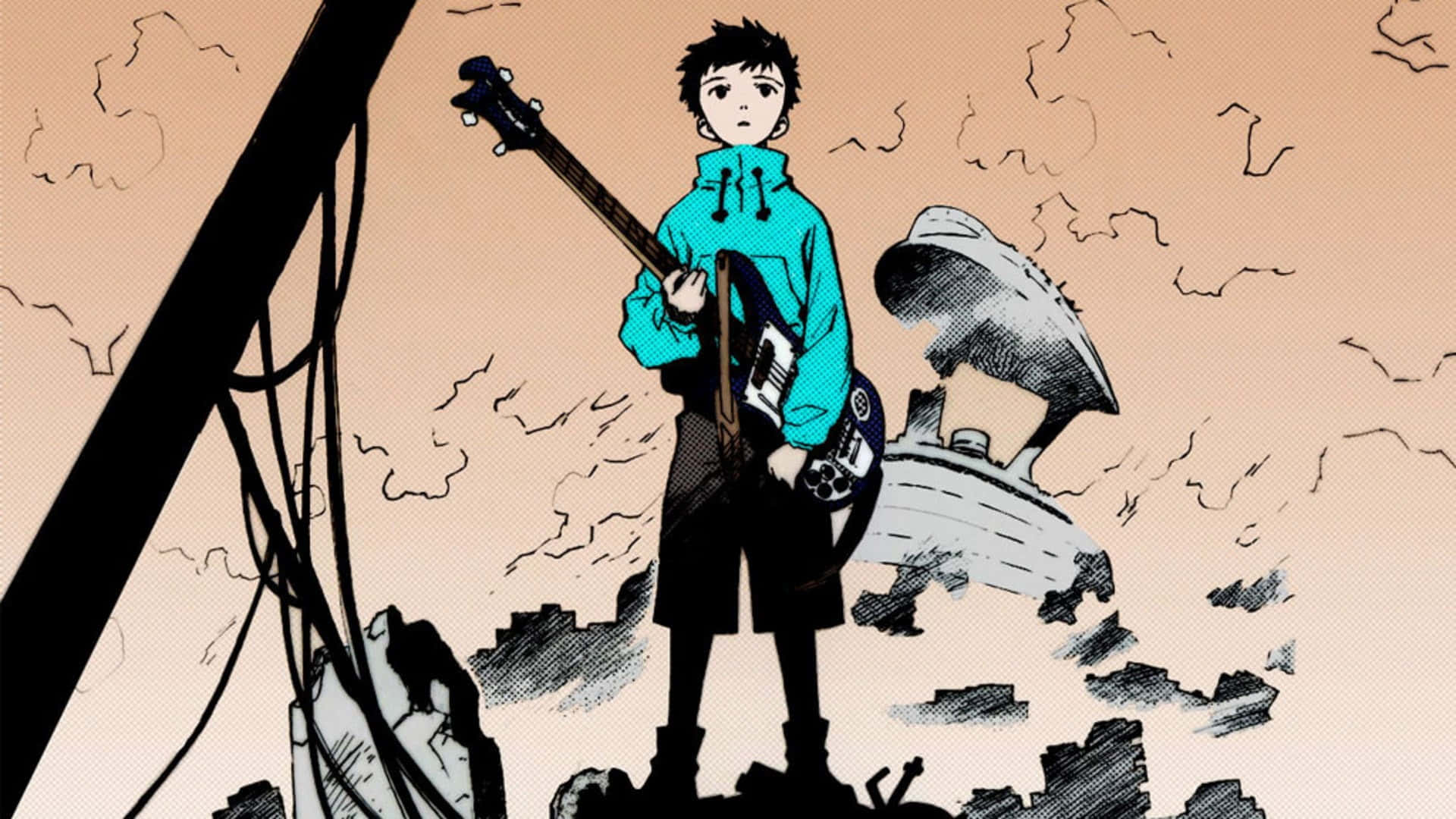 Naota Nandaba, the young protagonist of FLCL, dreamily gazing into the distance. Wallpaper