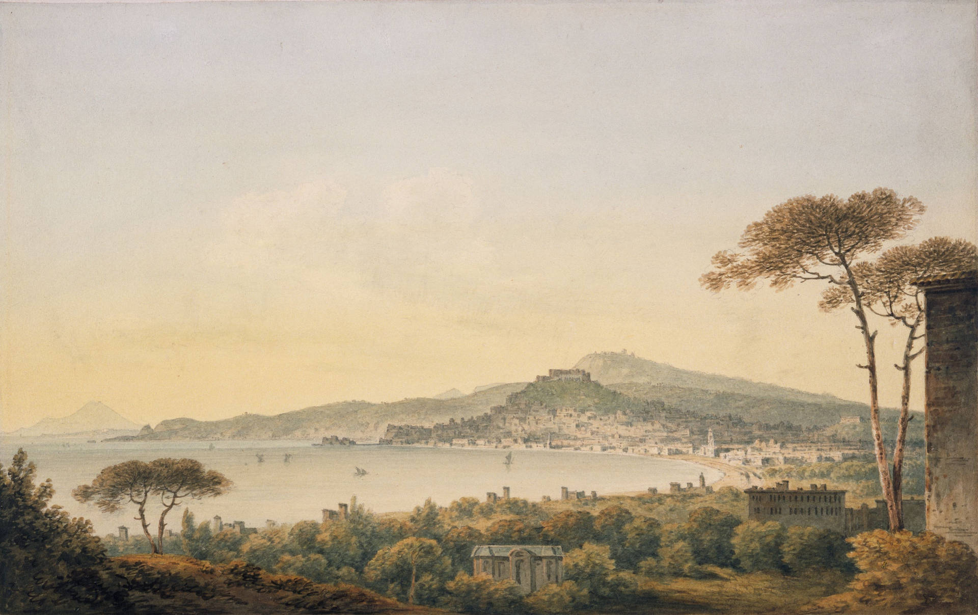 Naples From Sir William Hamilton's Villa Painting Wallpaper