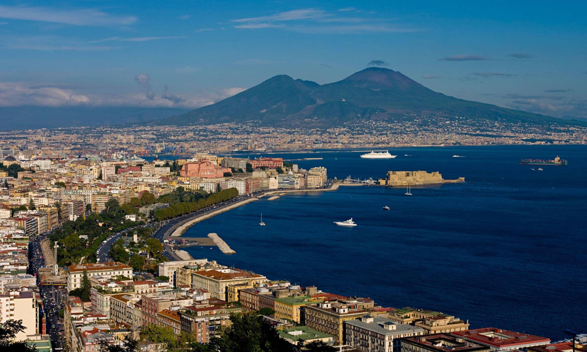 Vista Aerea Del Vesuvio Di Napoli Sfondo