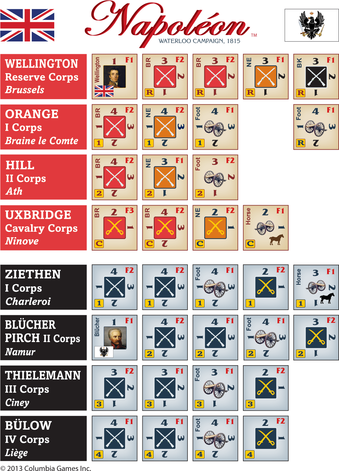 Napoleon Waterloo Campaign Board Game Setup PNG