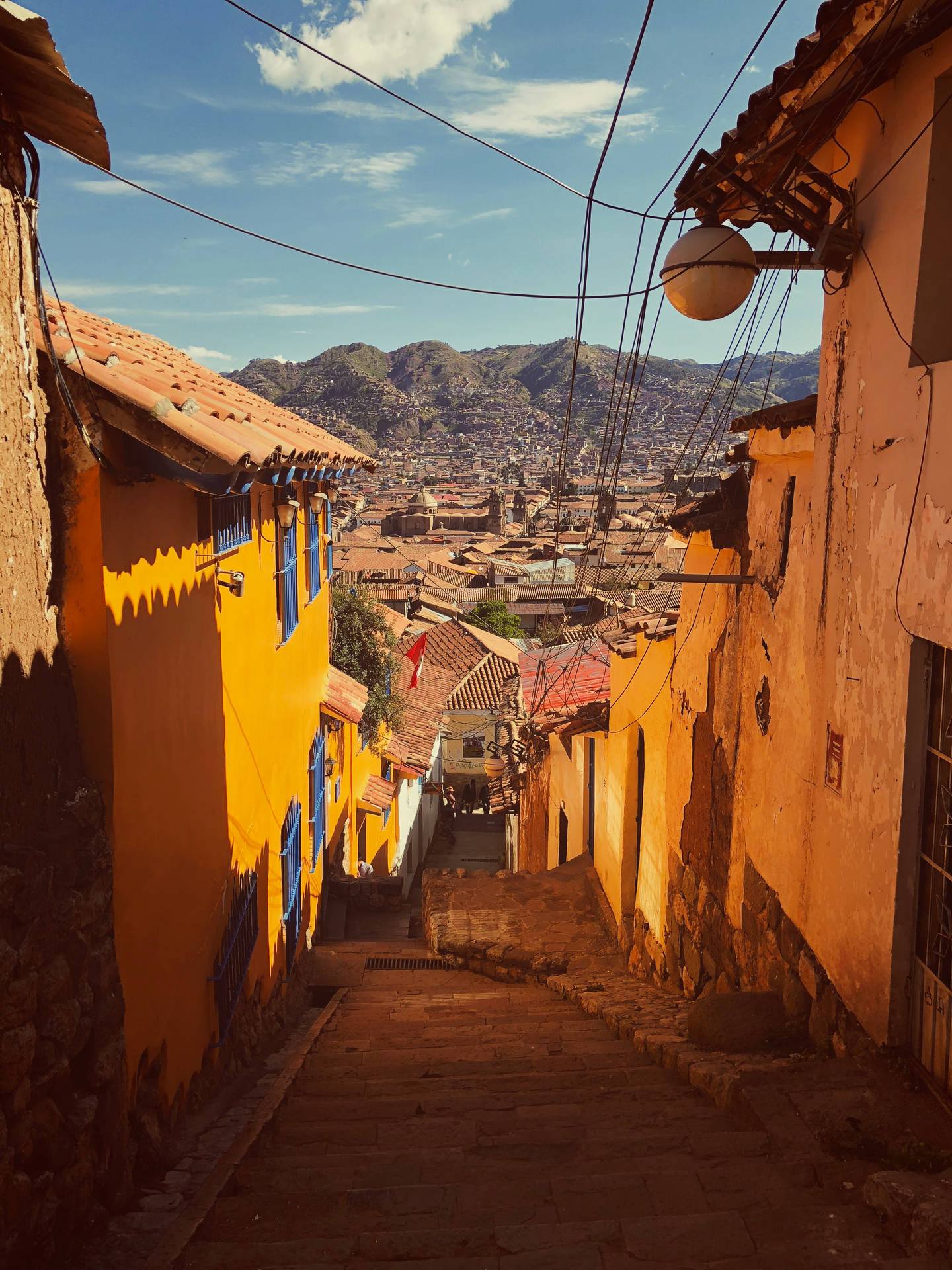 Narrow Alleyway In Cusco Peru Wallpaper