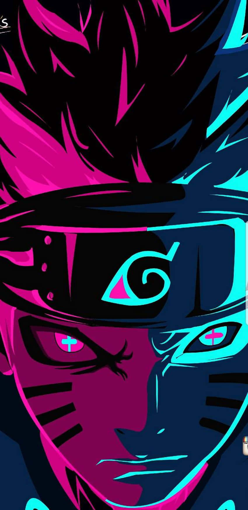 Papel De Parede De Celular Estético De Naruto Em Neon Rosa E Azul: Papel de Parede