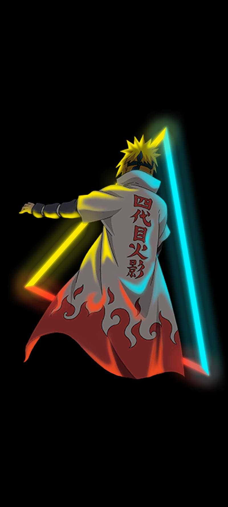 Neon Minato Namikaze Naruto Aesthetic Telefoon Achtergrond