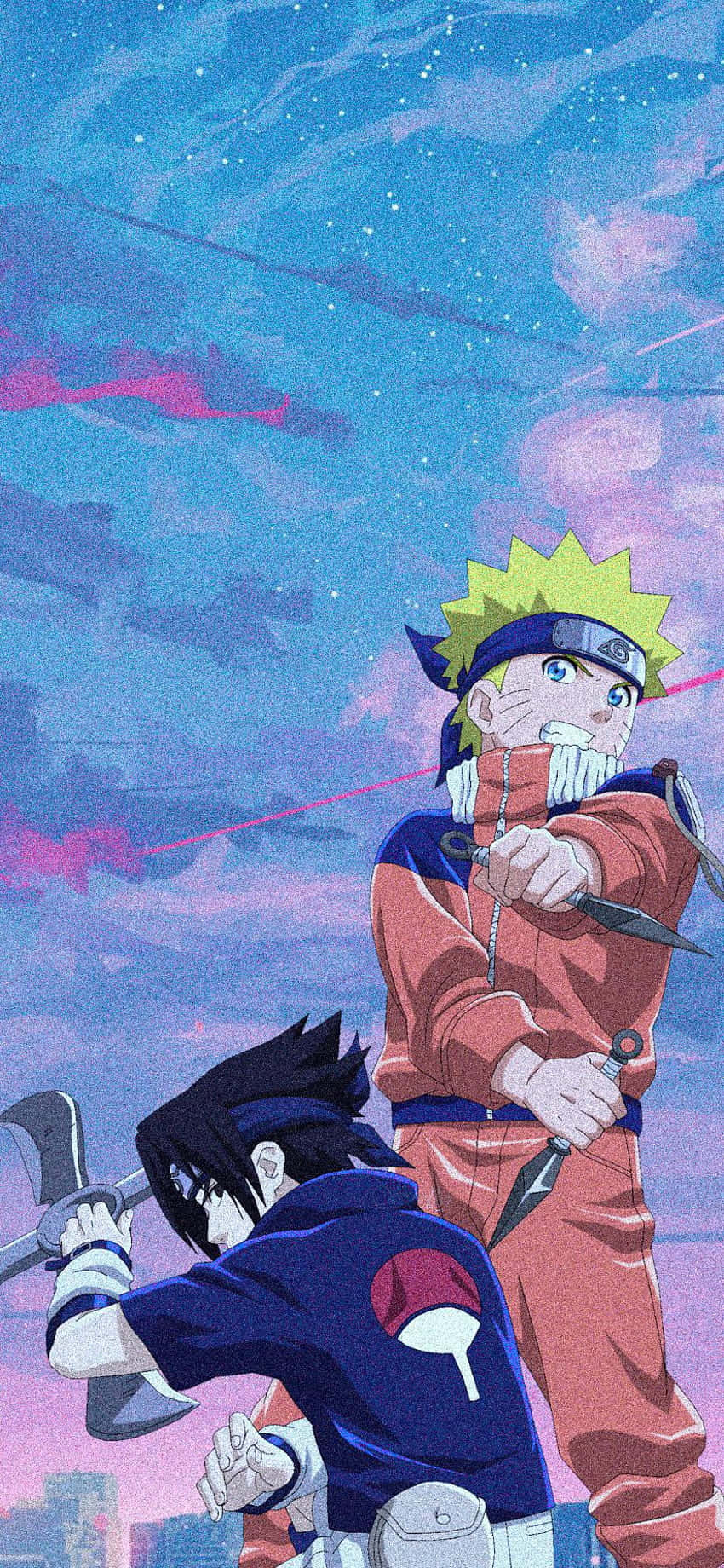 Sasuke og Naruto æstetiske telefon tapet Wallpaper