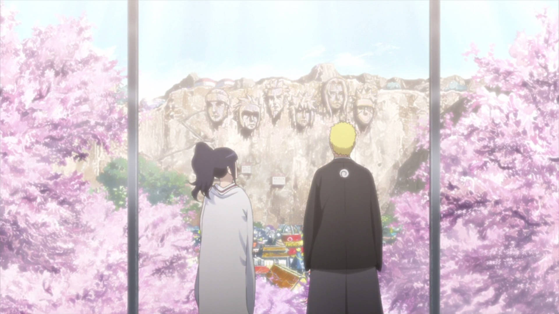 Naruto Og Hinata Hokage Rock Skrivebords baggrund Wallpaper