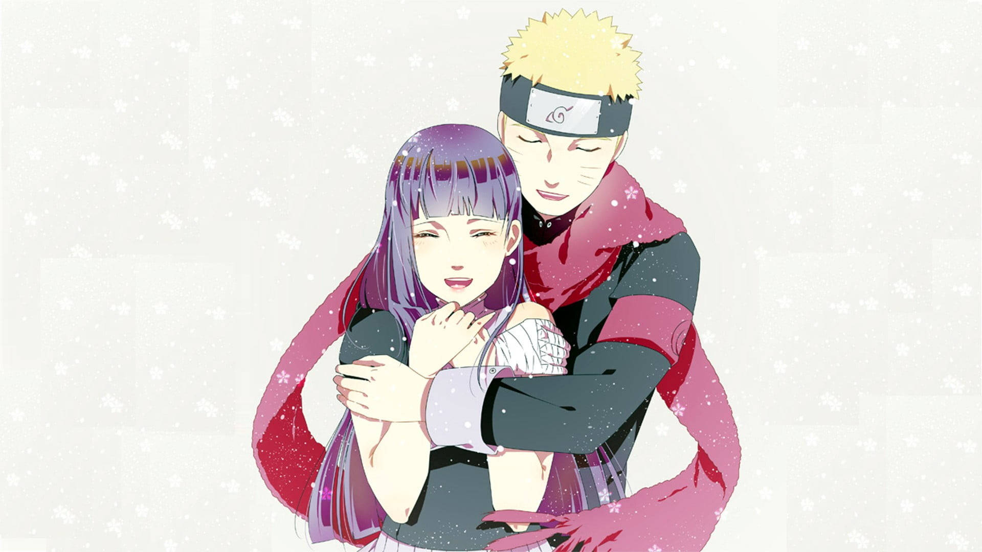 Naruto And Hinata With Red Scarf Wallpaper