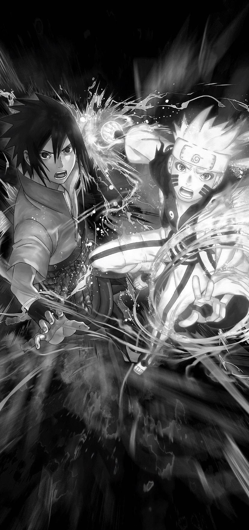 Download Naruto And Sasuke Anime Black And White Iphone Wallpaper |  