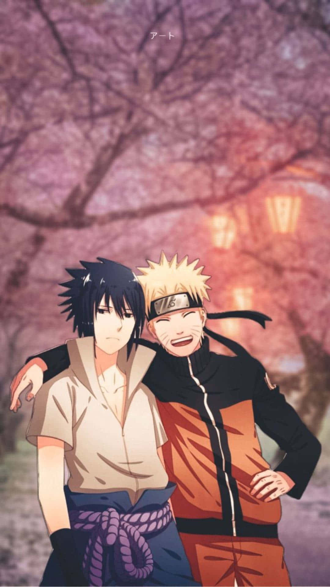 Naruto_and_ Sasuke_ Cherry_ Blossoms_ Background Wallpaper