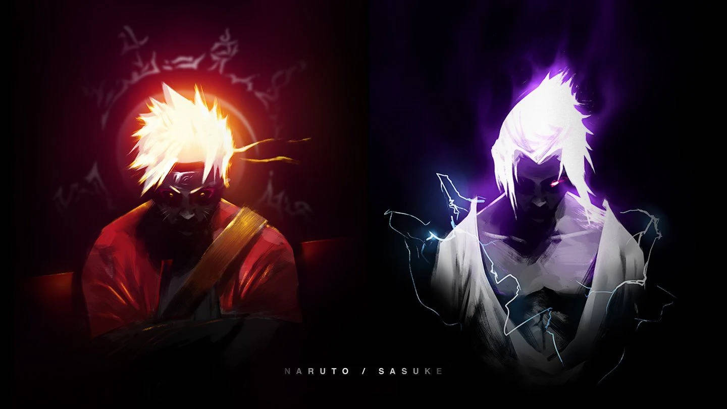 Naruto And Sasuke Dark Mode Wallpaper