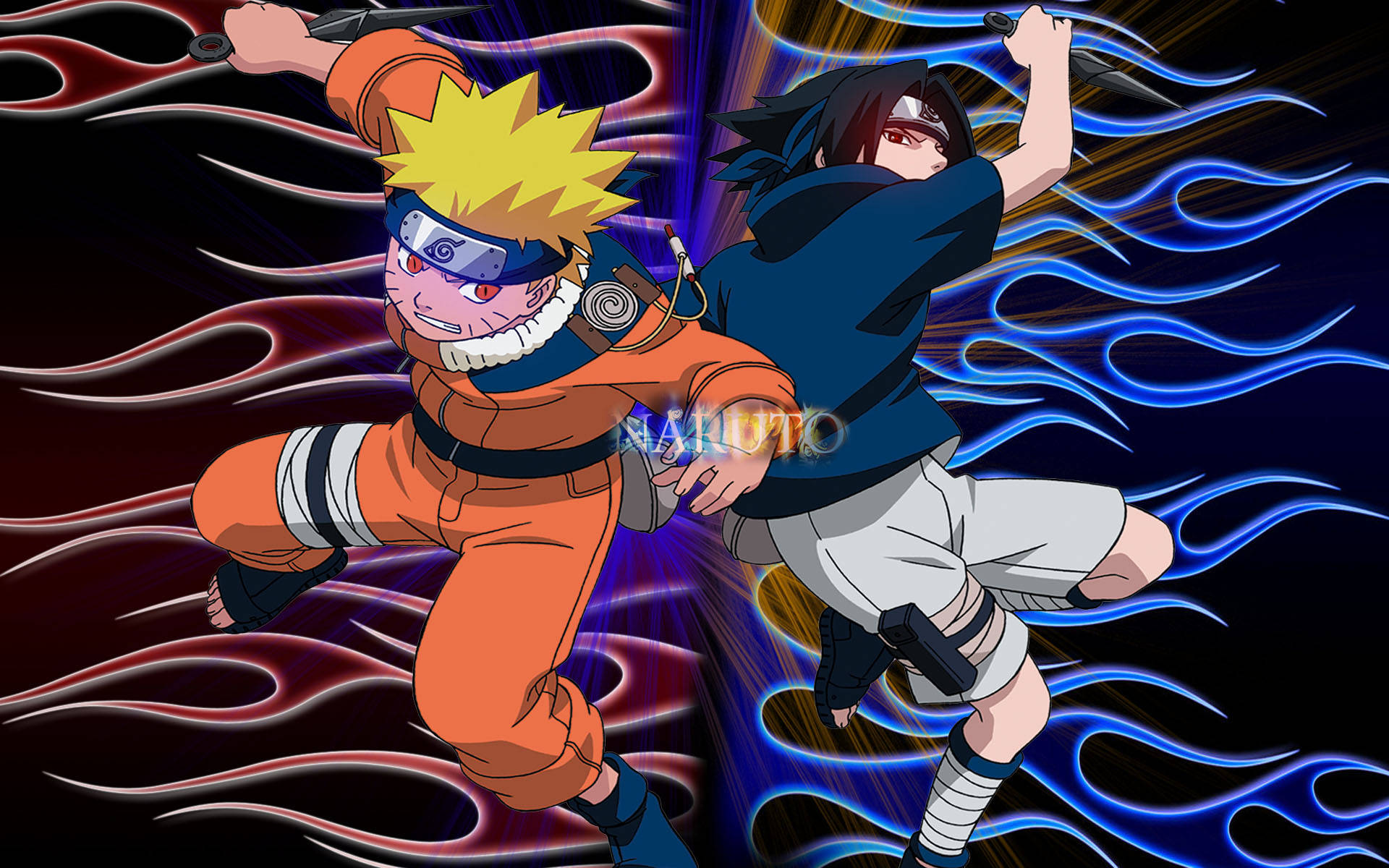 Naruto And Sasuke Kids Poster Wallpaper