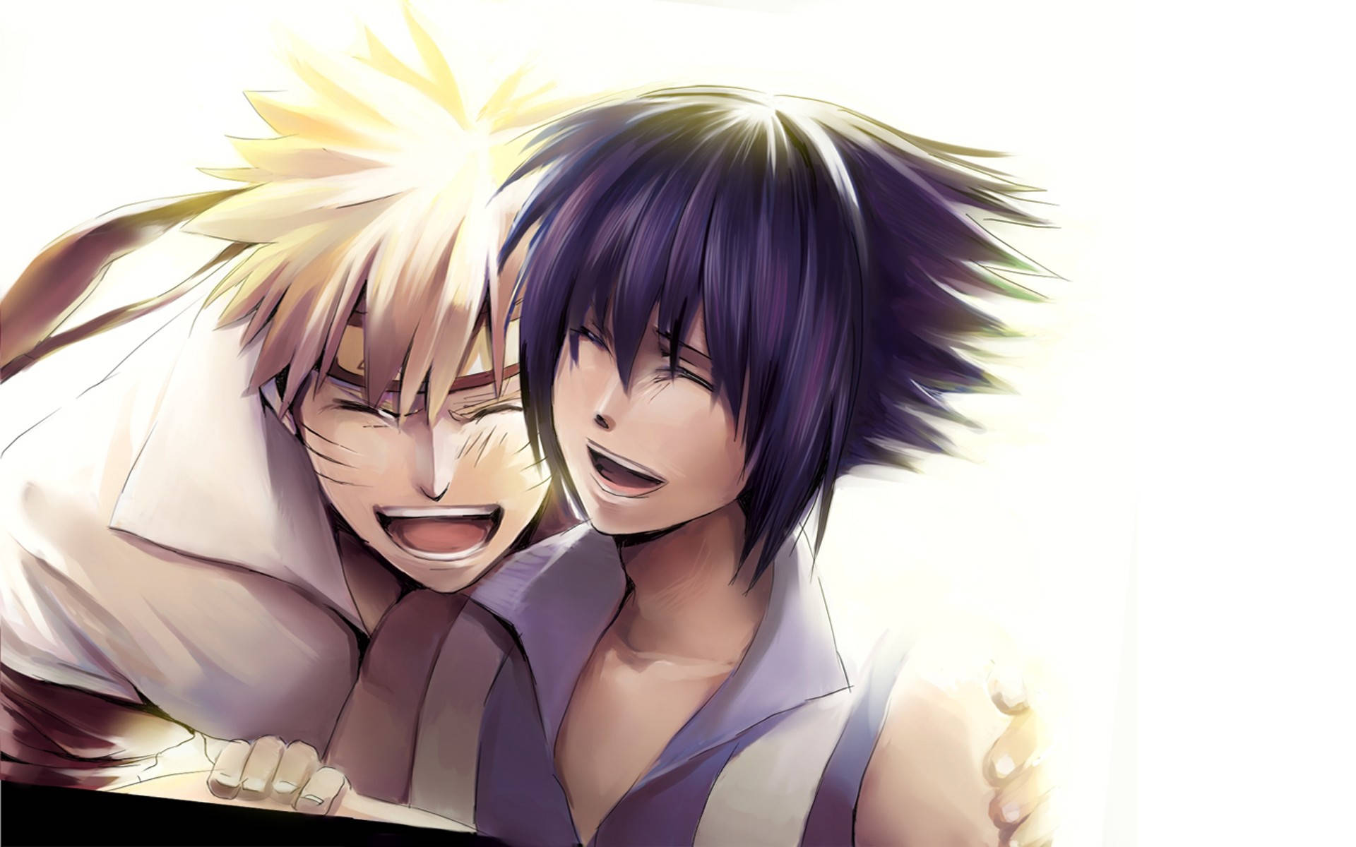 Naruto E Sasuke Sorridono Sfondo