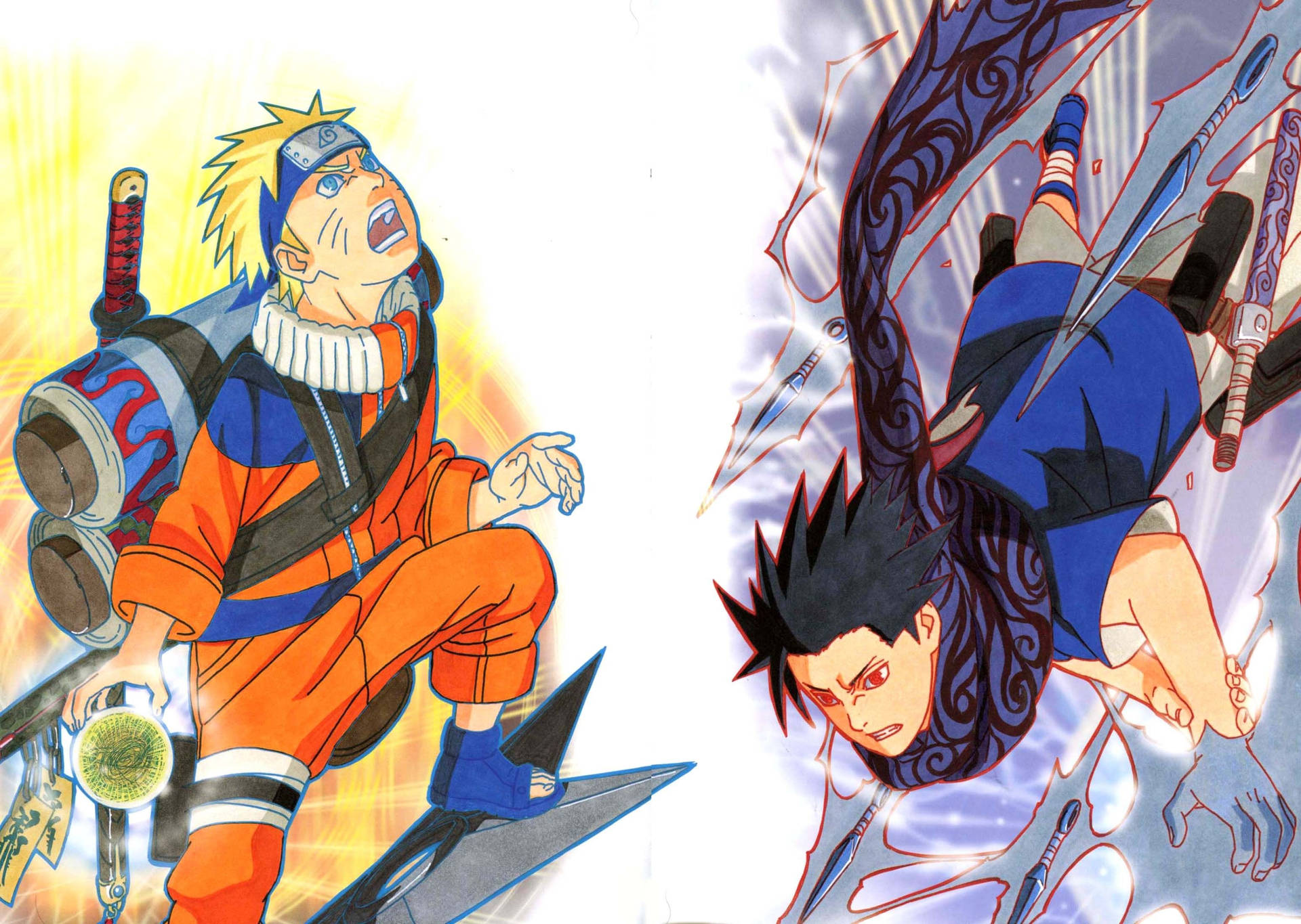 Naruto and Sasuke, two of the legendary Japanse Manga characters Wallpaper