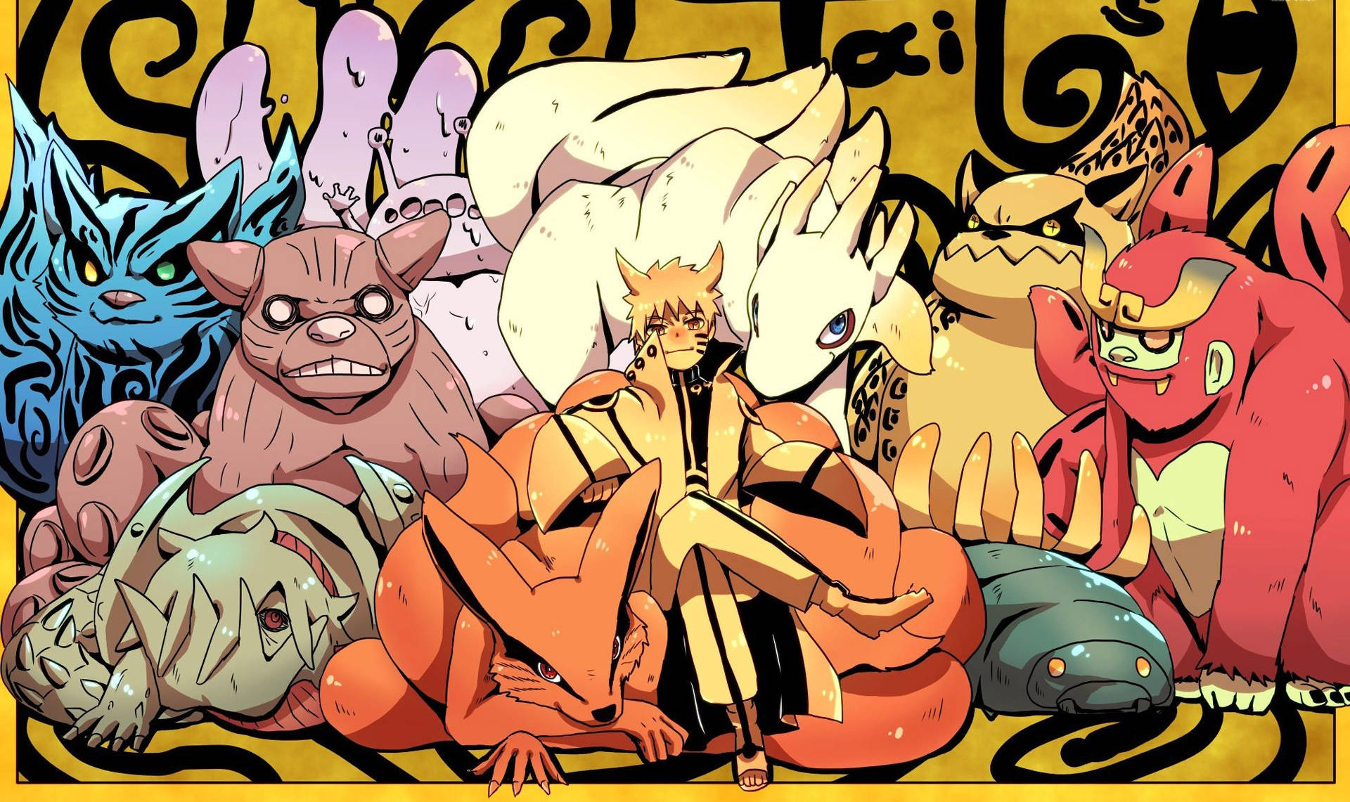 Naruto Og De Tohovede Dyr Plakat Wallpaper