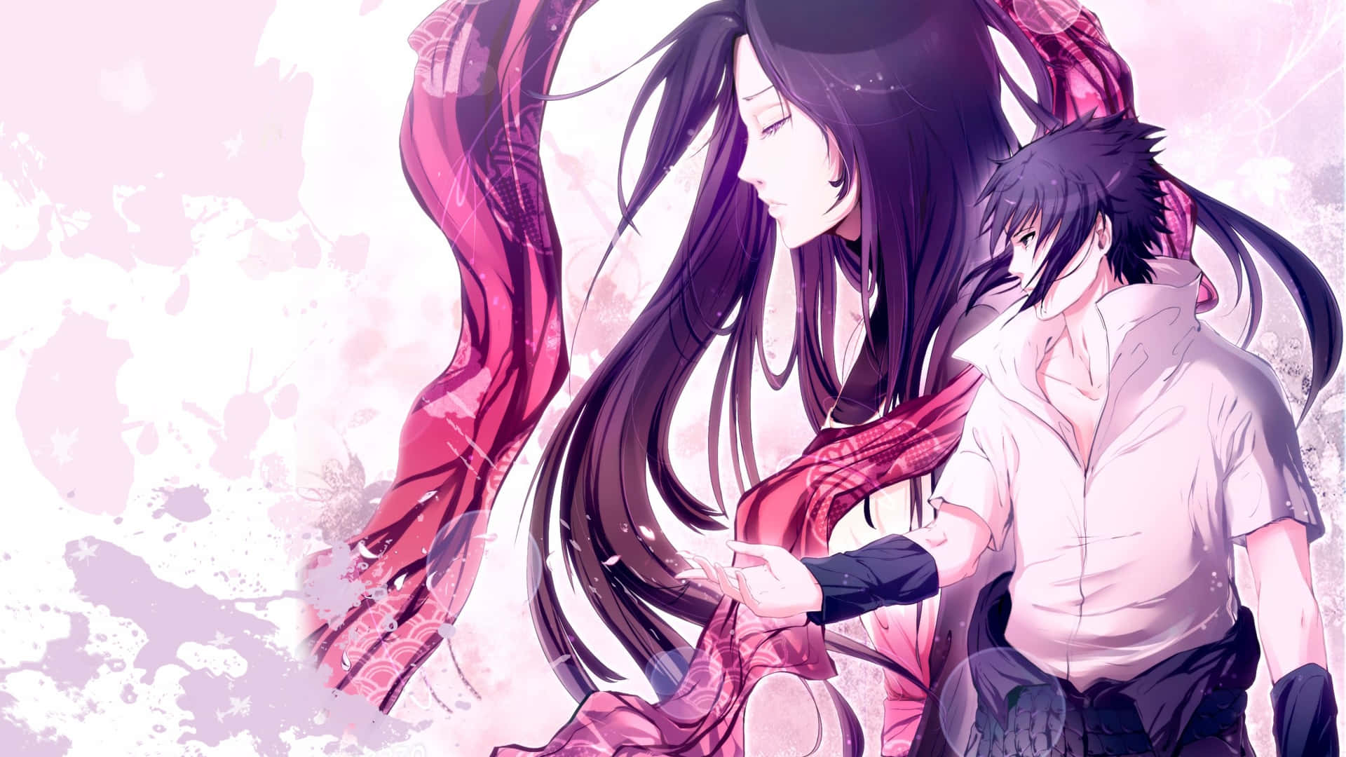 Einpaar Anime-charaktere Mit Langen Haaren Und Pinken Haaren. Wallpaper