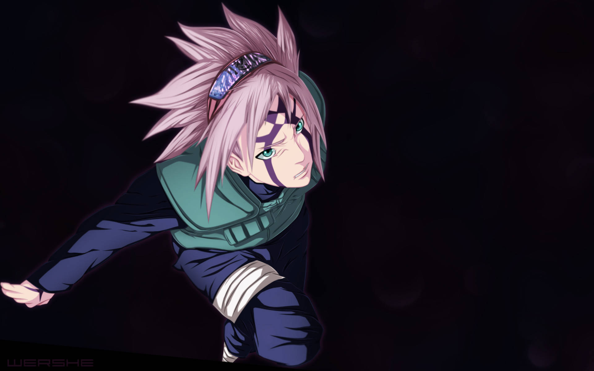 Narutoanime Sakura Con Chaleco Verde. Fondo de pantalla