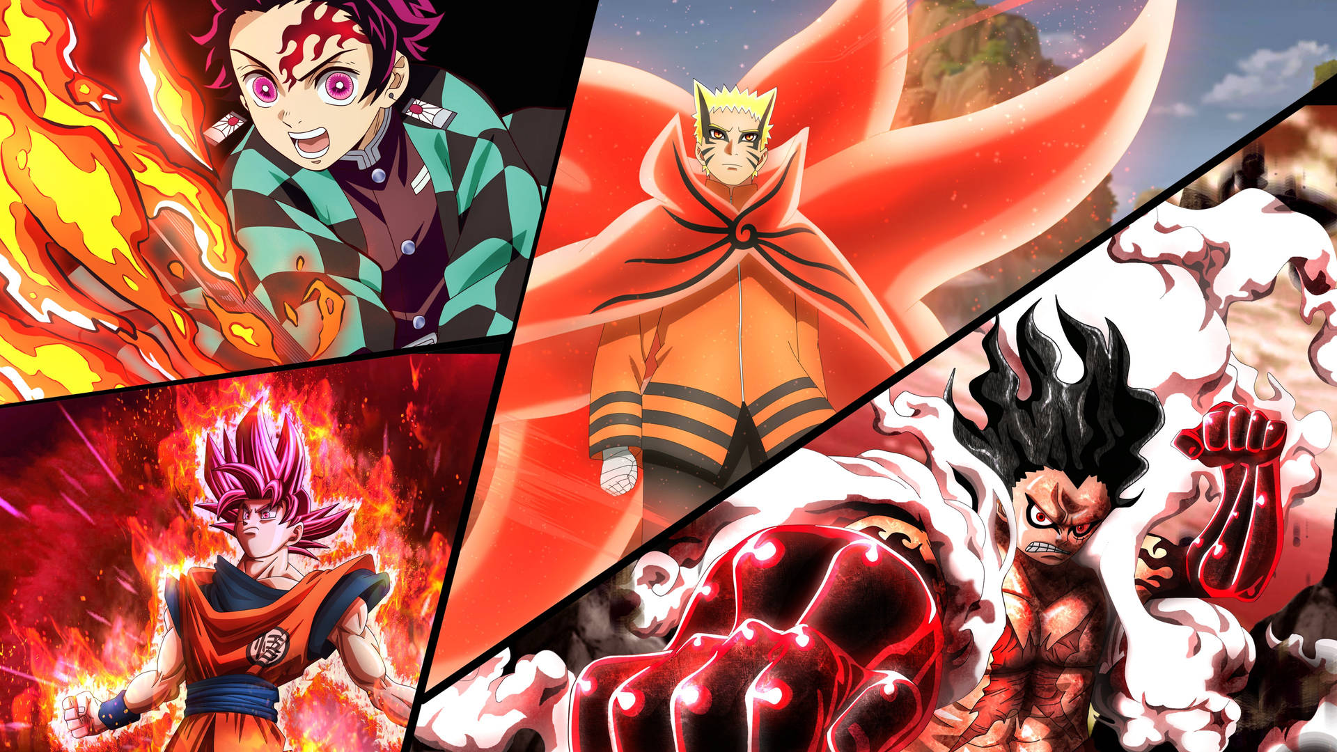 Naruto Baryon Mode Anime Collage Background