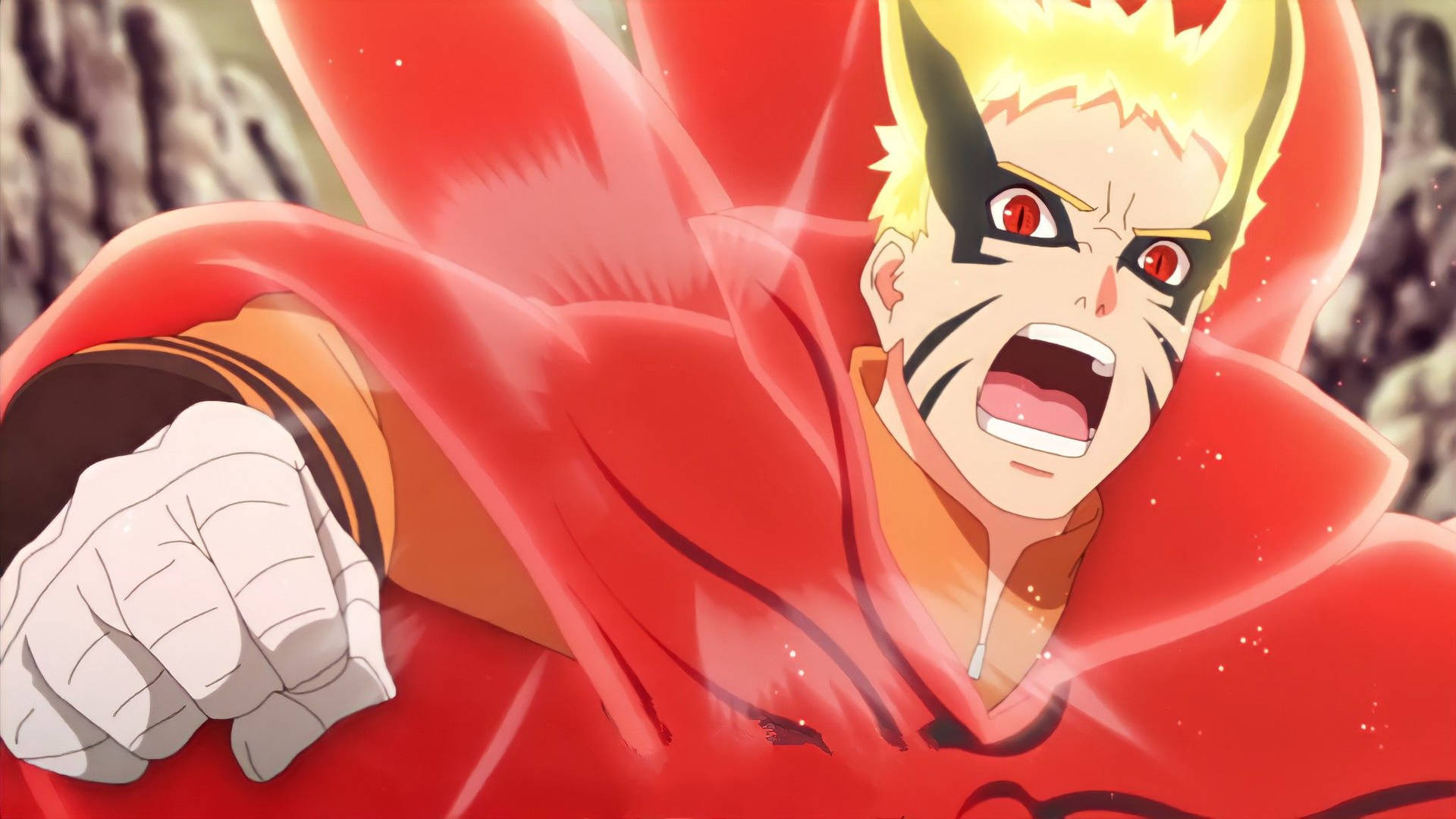 Naruto Baryon Mode Furious Red Background