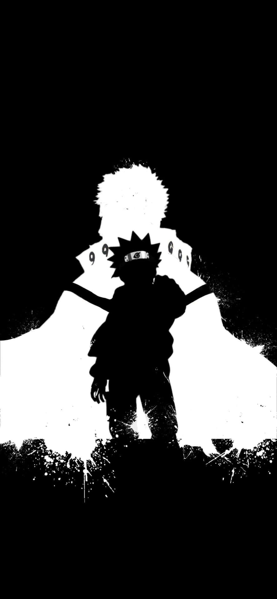 Silhouetted Naruto Black And White Wallpaper
