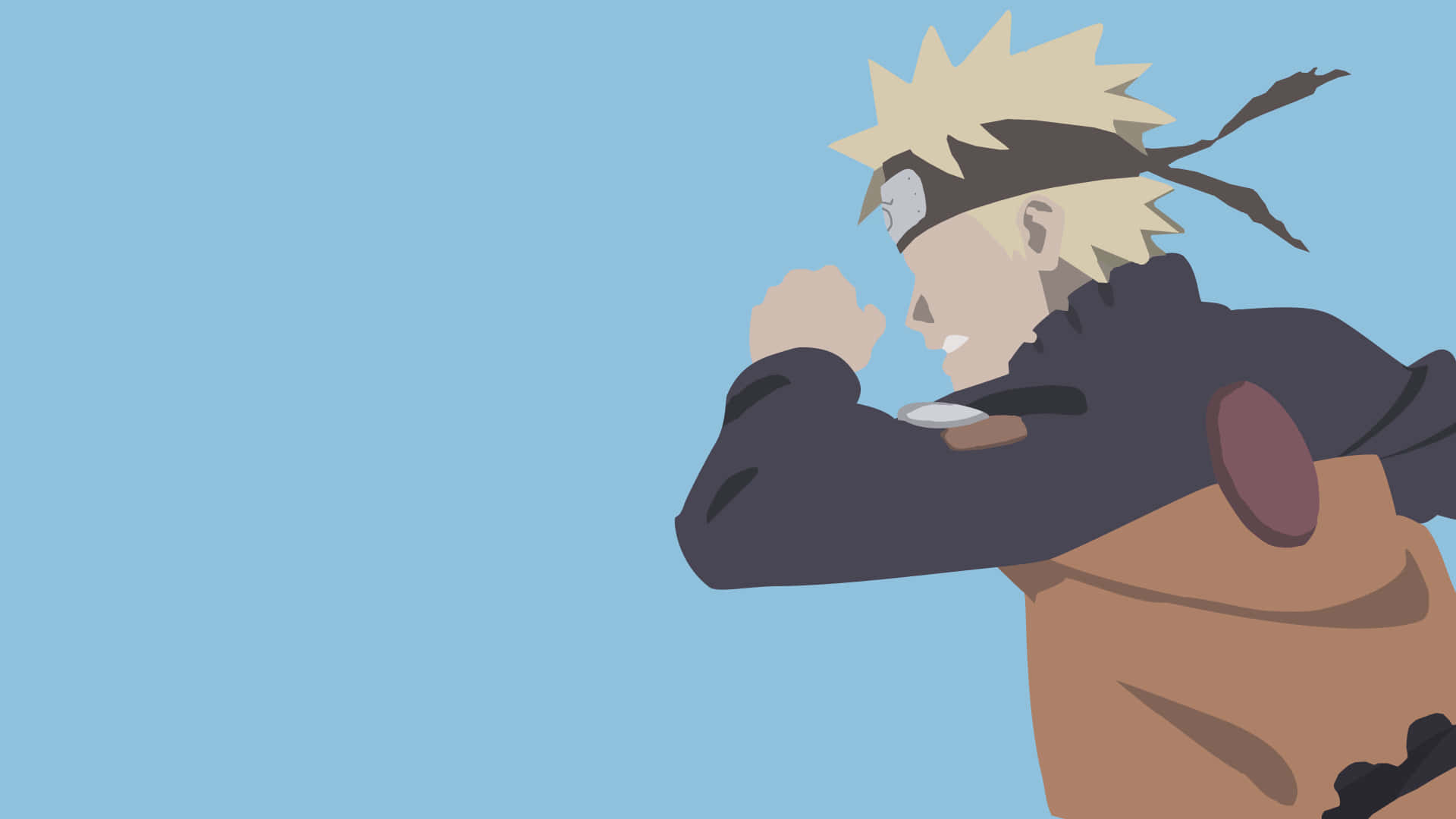 Naruto Character Running Blue Background Wallpaper