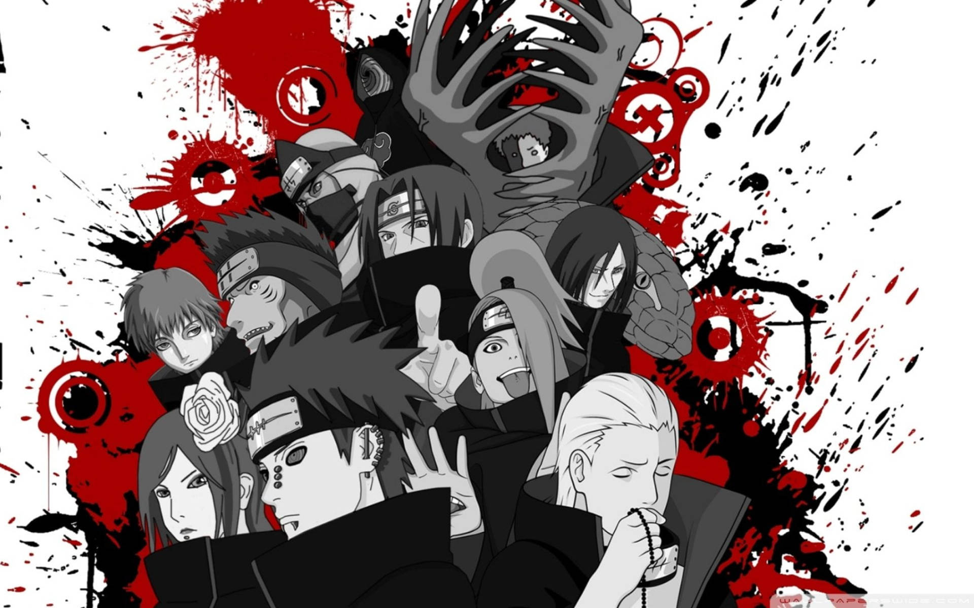Naruto Characters Akatsuki Grayscale Wallpaper