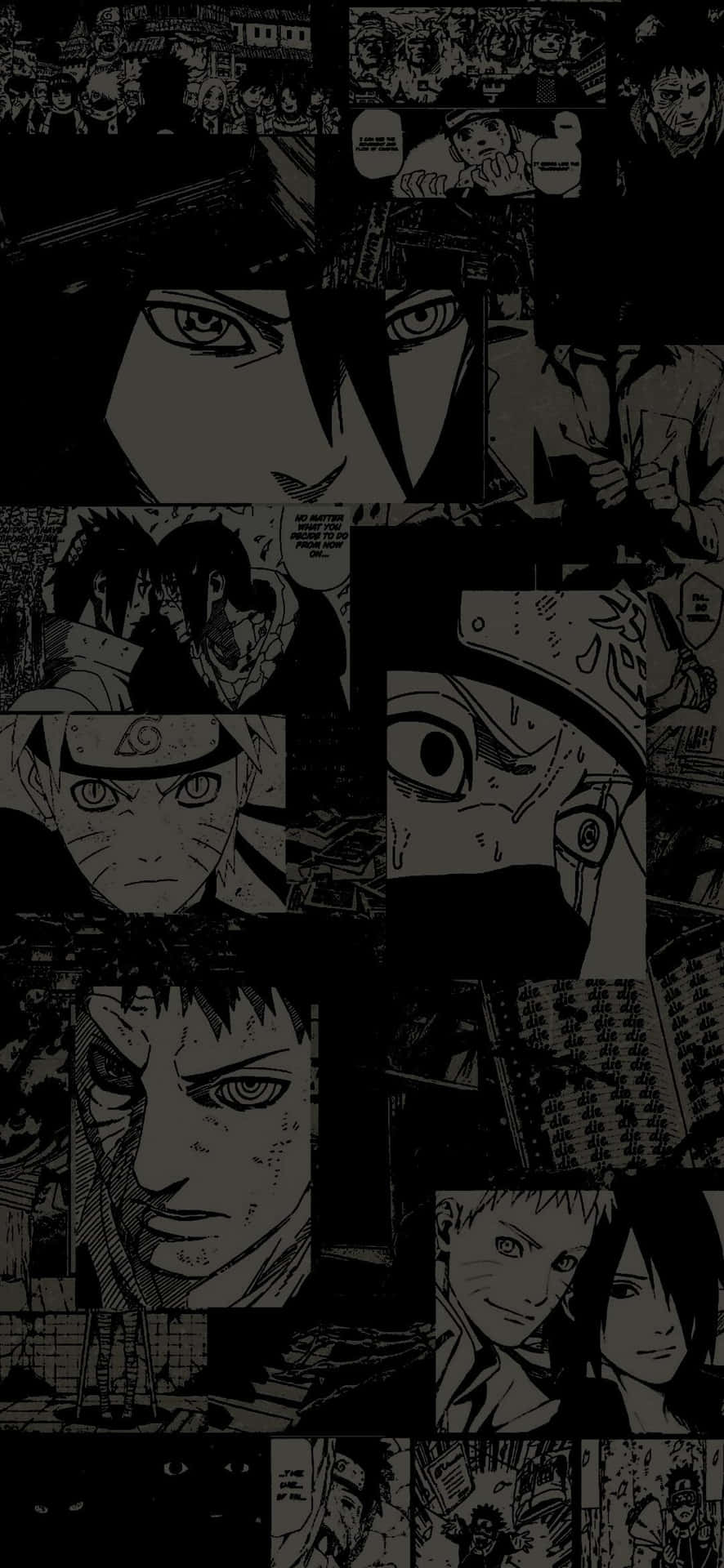 Naruto Characters Collage Dark Theme Wallpaper