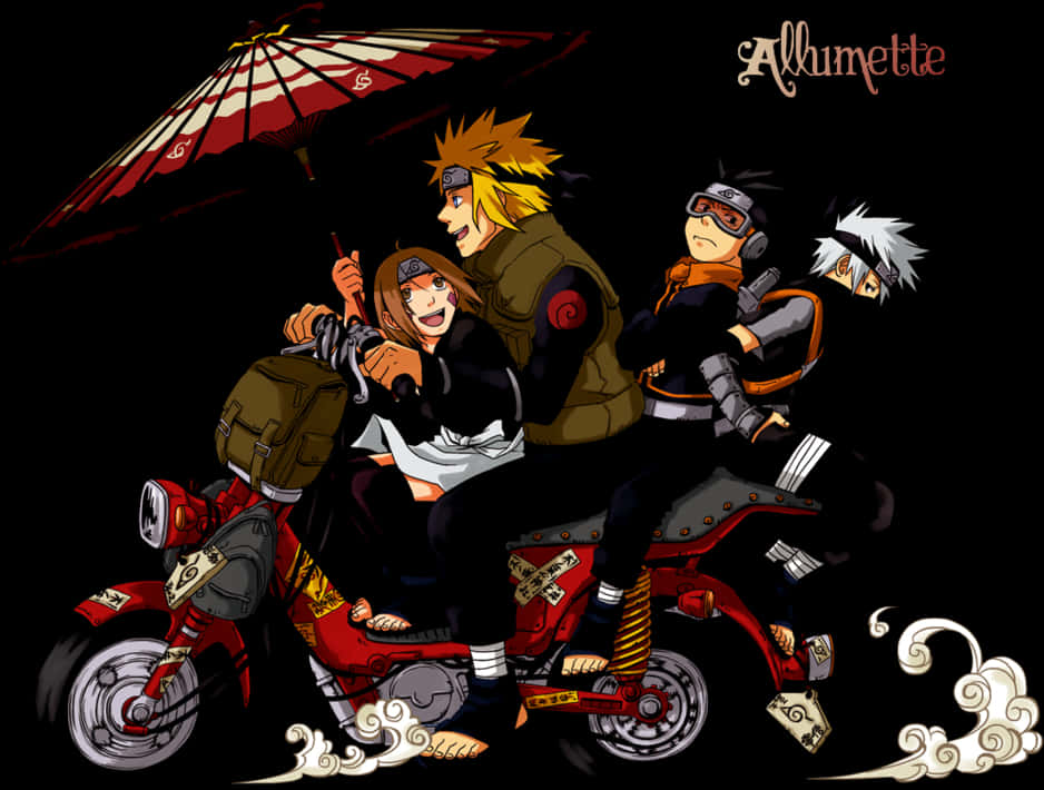 Naruto Characters Motorcycle Ride PNG