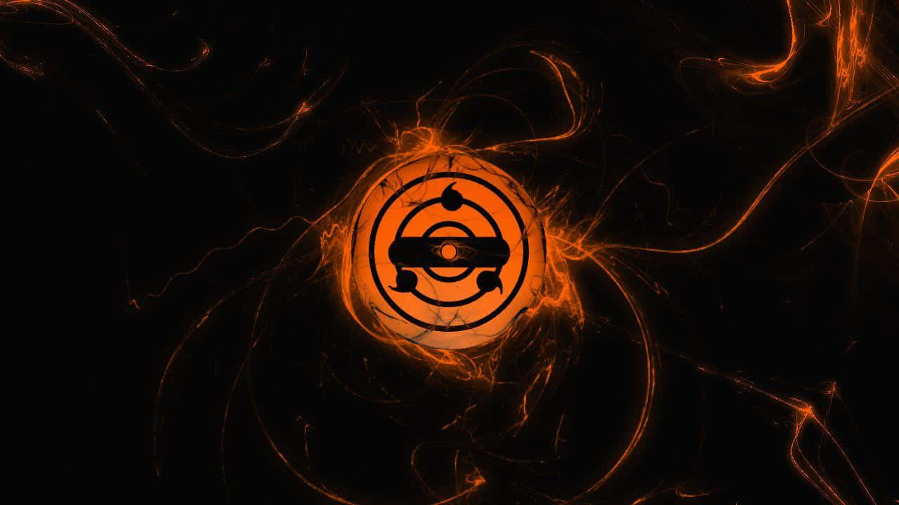 Ensvart Bakgrund Med En Orange Flamma-logotyp Wallpaper