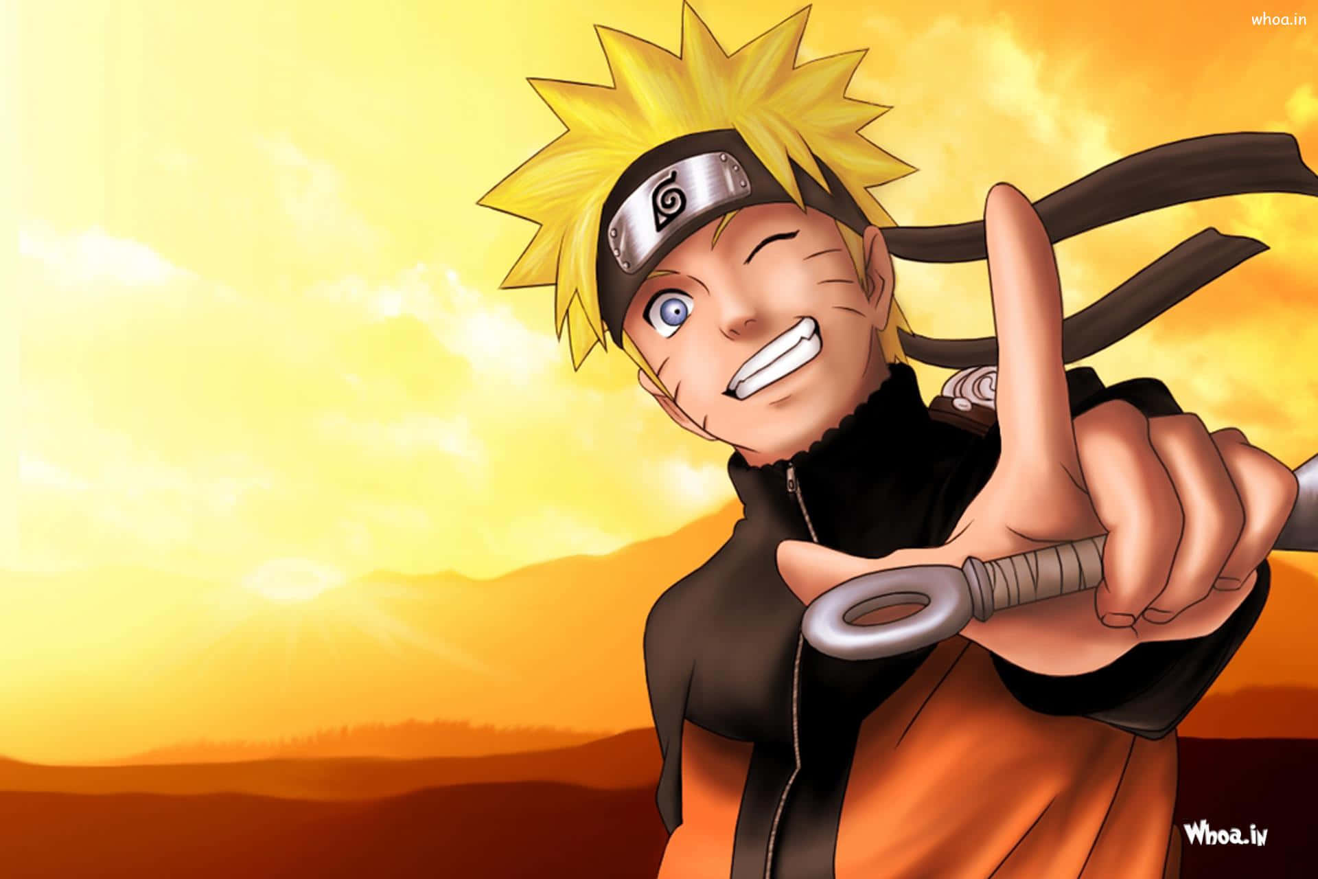 Uzumaki Narutos voldsomme blik pryder tapetet. Wallpaper