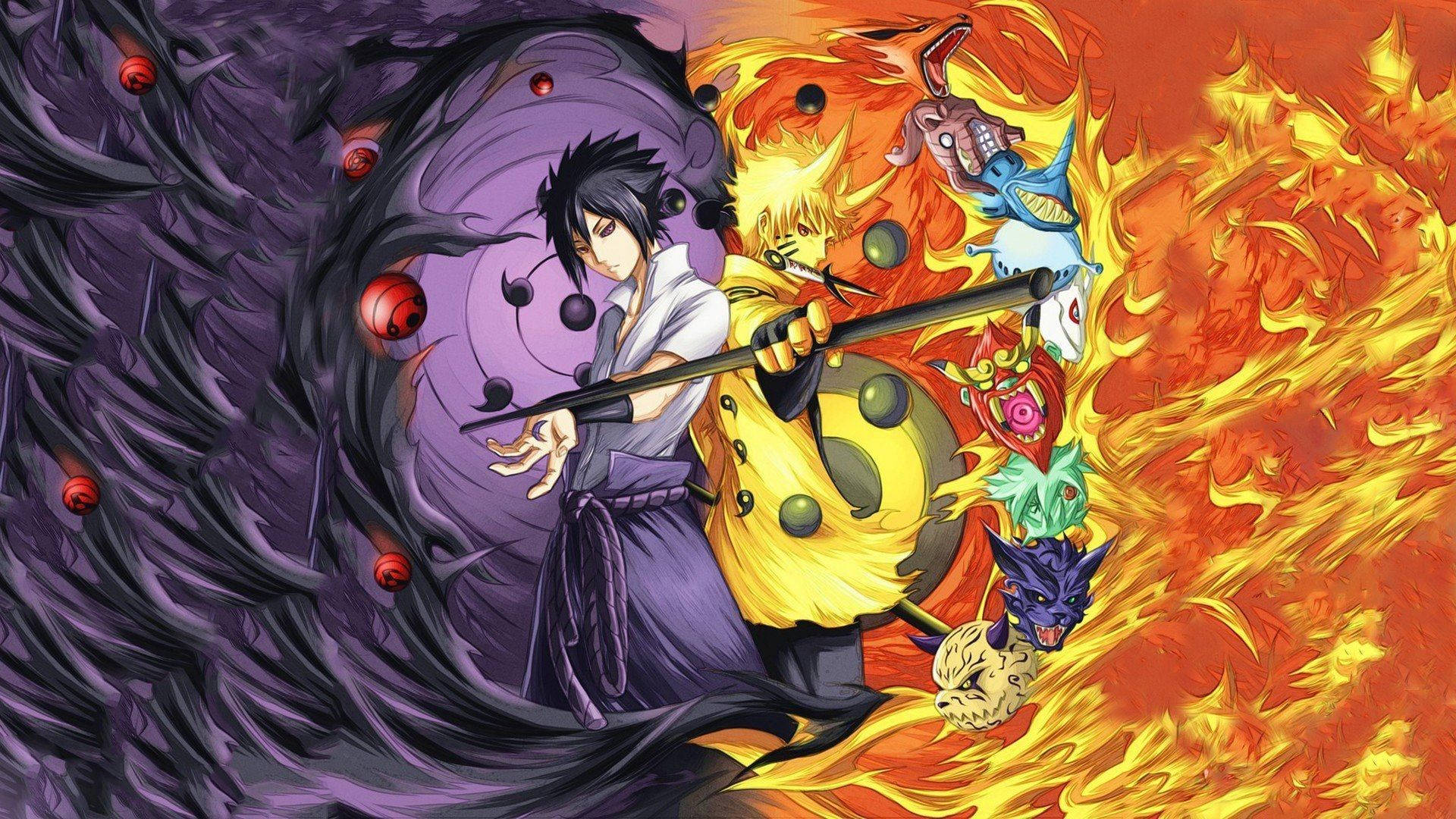 Fanartde Sasuke Y Naruto En Su Forma Final. Fondo de pantalla