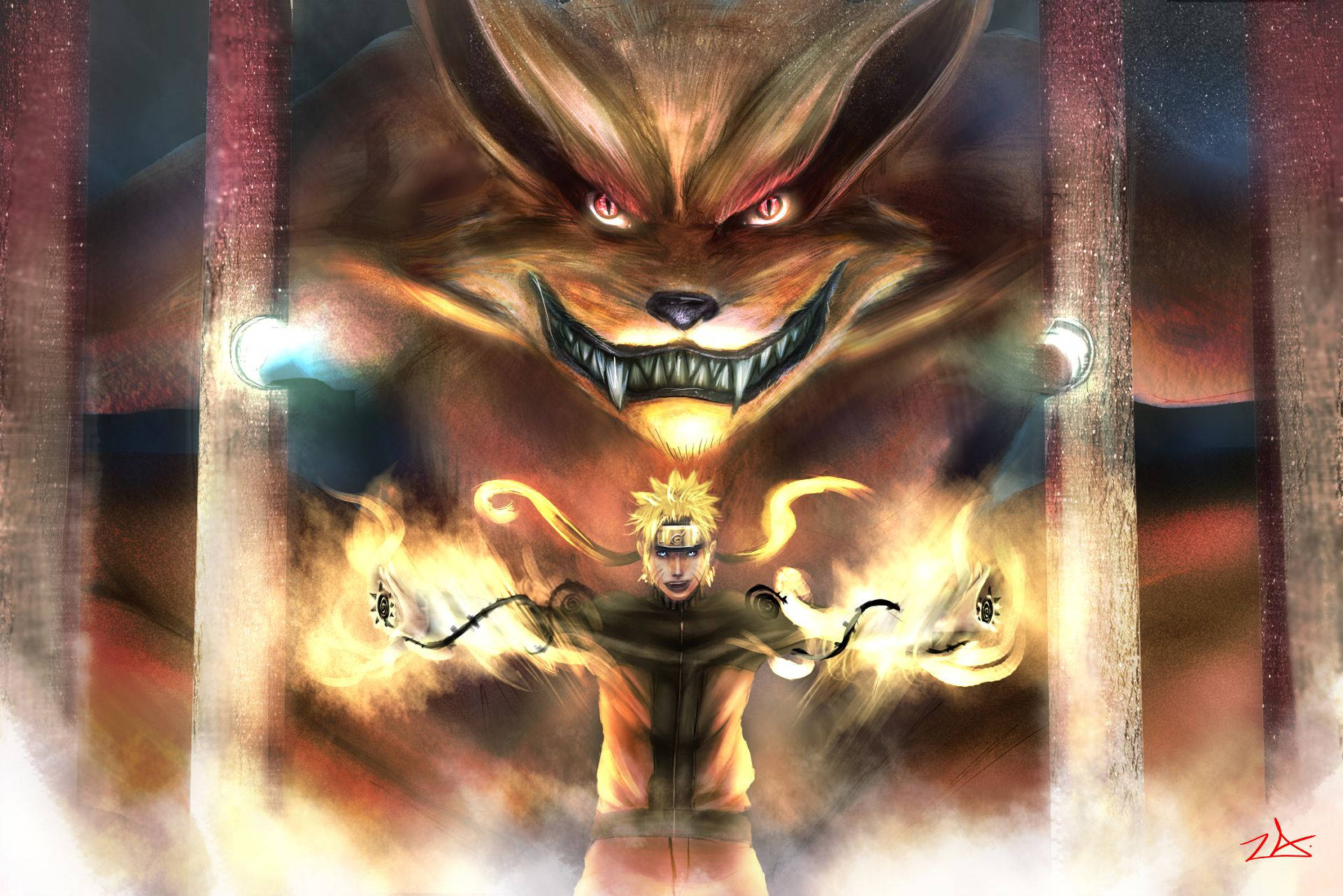 Invocaciónde Naruto En Su Forma Final Con Kurama. Fondo de pantalla