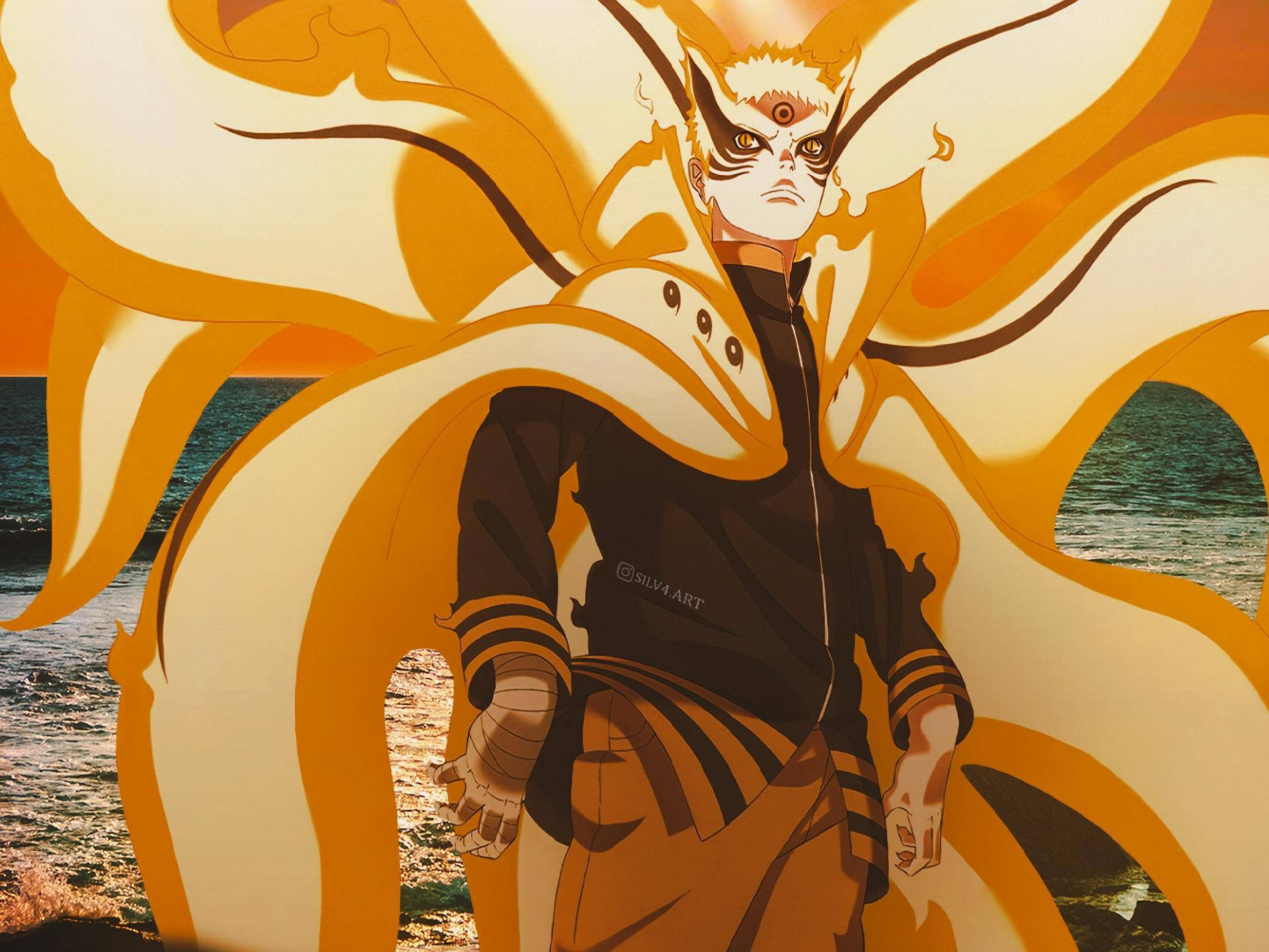Transformaciónfinal De Naruto En La Forma De Las Nueve Colas. Fondo de pantalla