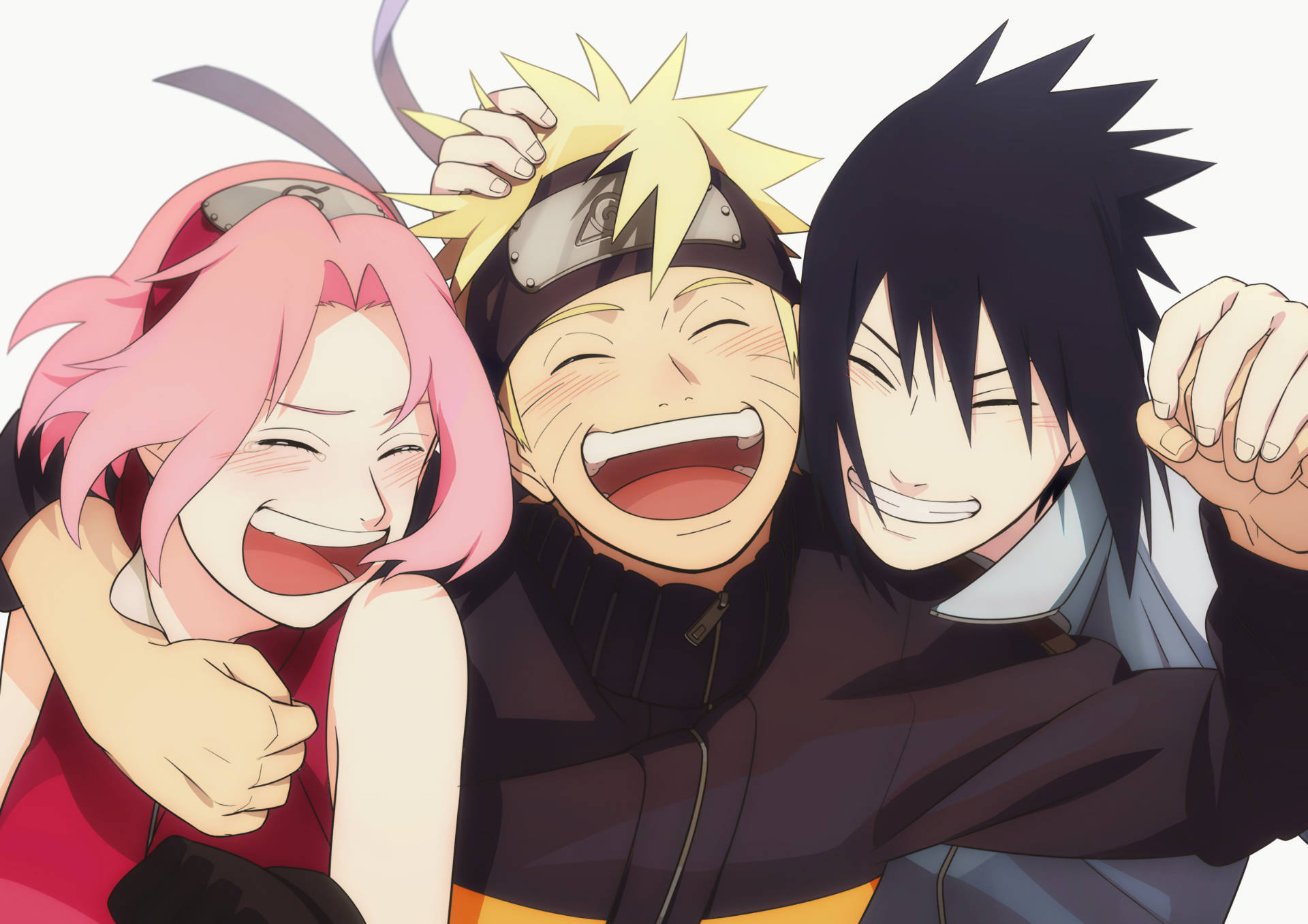 Naruto Venner Griner Og Smiler Sammen Wallpaper