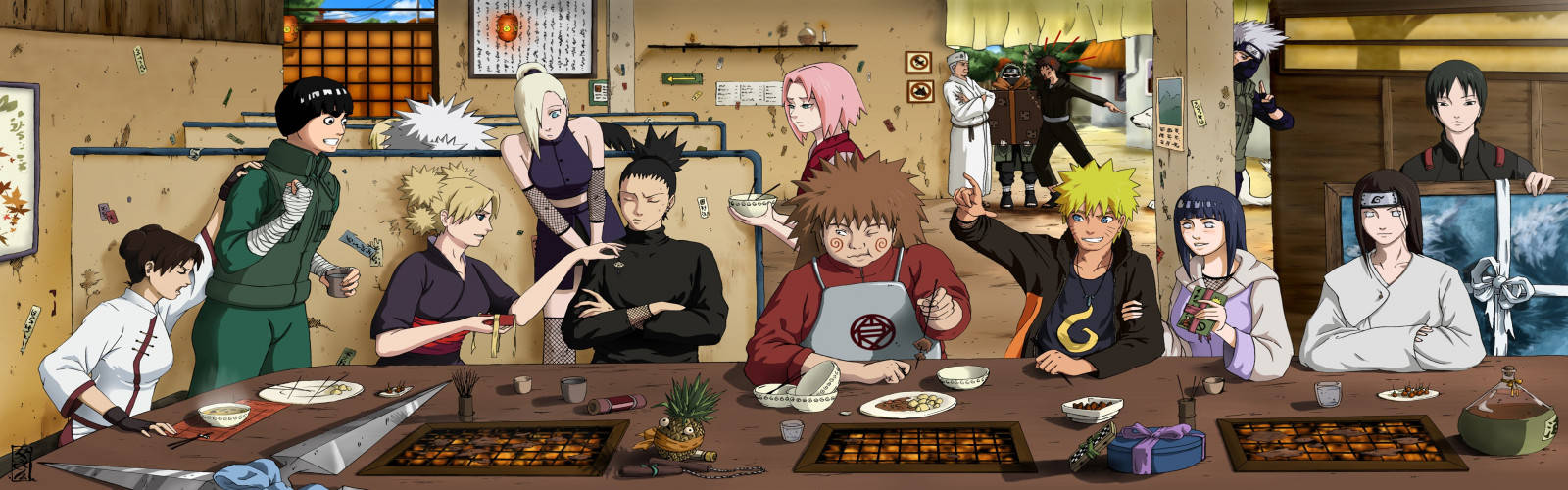Naruto-Pigerne på Izakaya Wallpaper