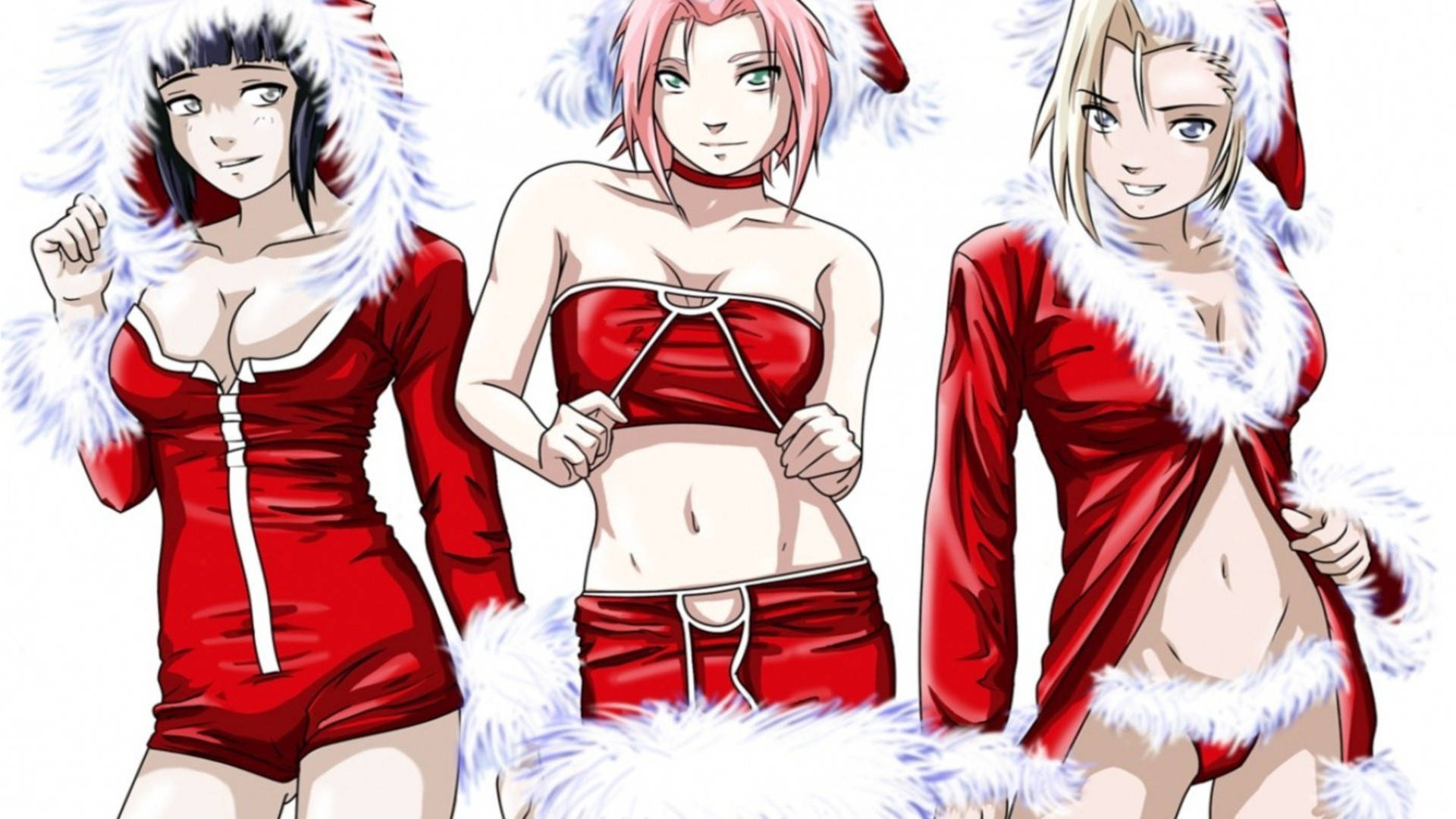 Fanart Di Natale Delle Ragazze Di Naruto Sfondo