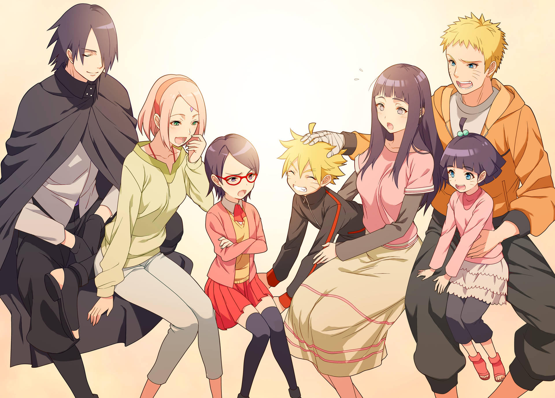 Ragazze Di Naruto Con La Famiglia Sfondo