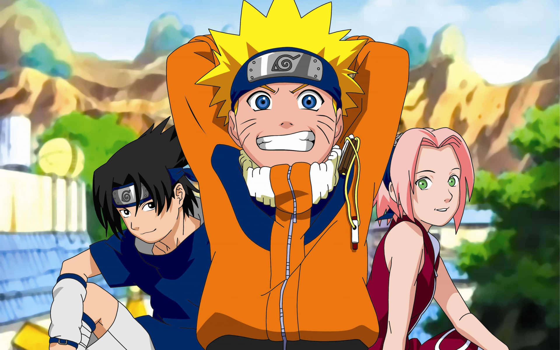 Naruto and Kakashi Lead their Group of Ninjas to Success Wallpaper