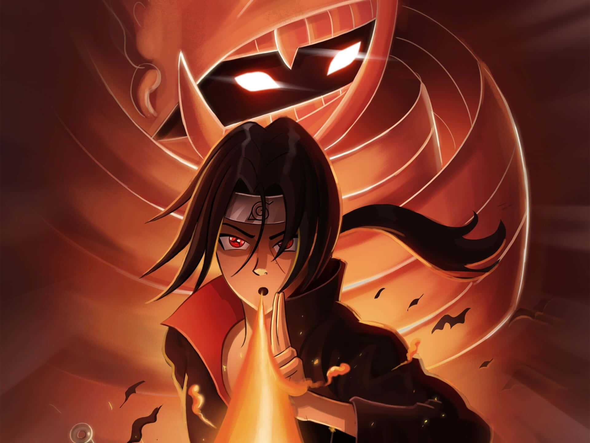 Naruto Itachi Using His Susanoo And Fire Wallpaper