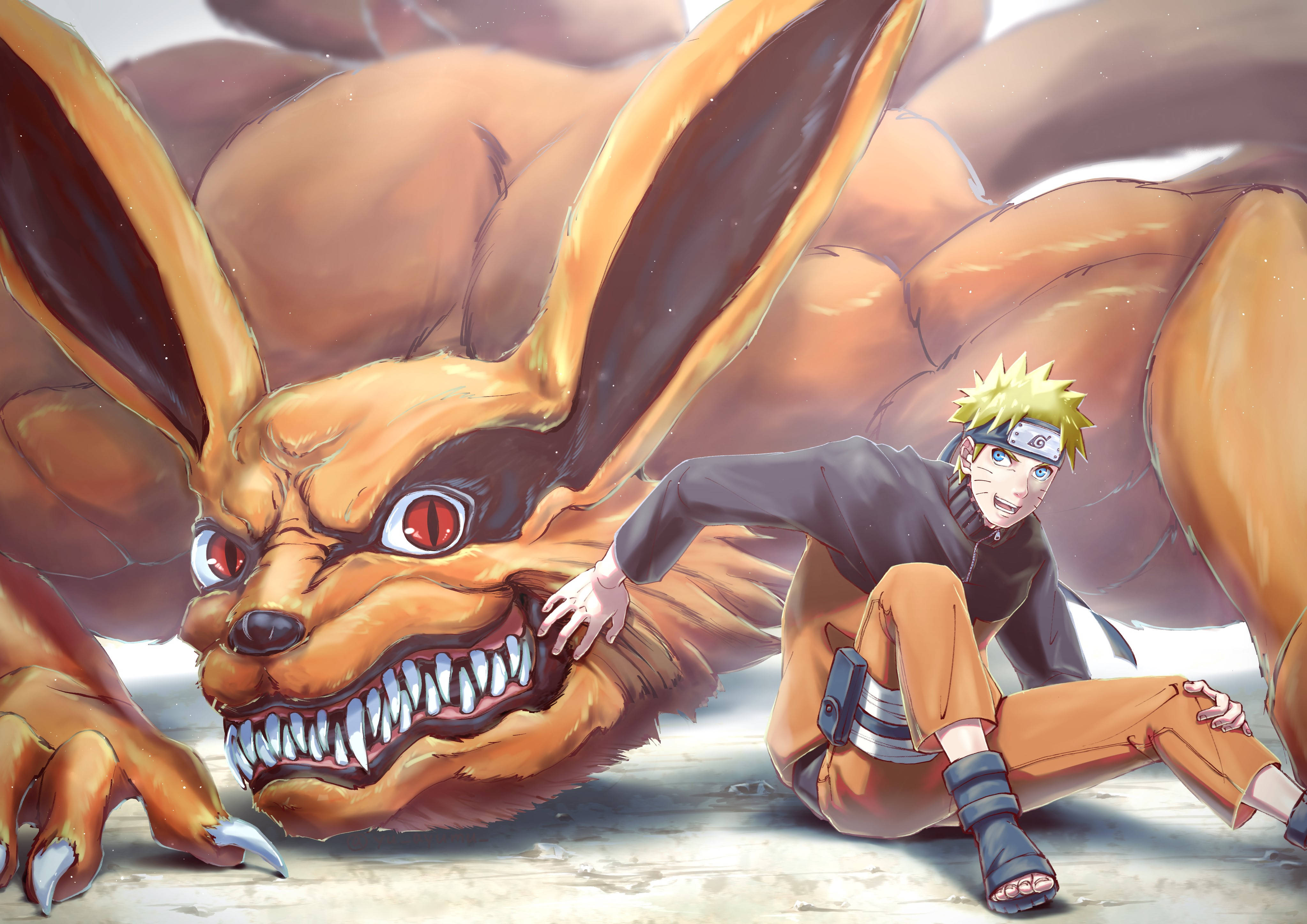 Naruto Kurama And Uzumaki Friendship Artwork Background