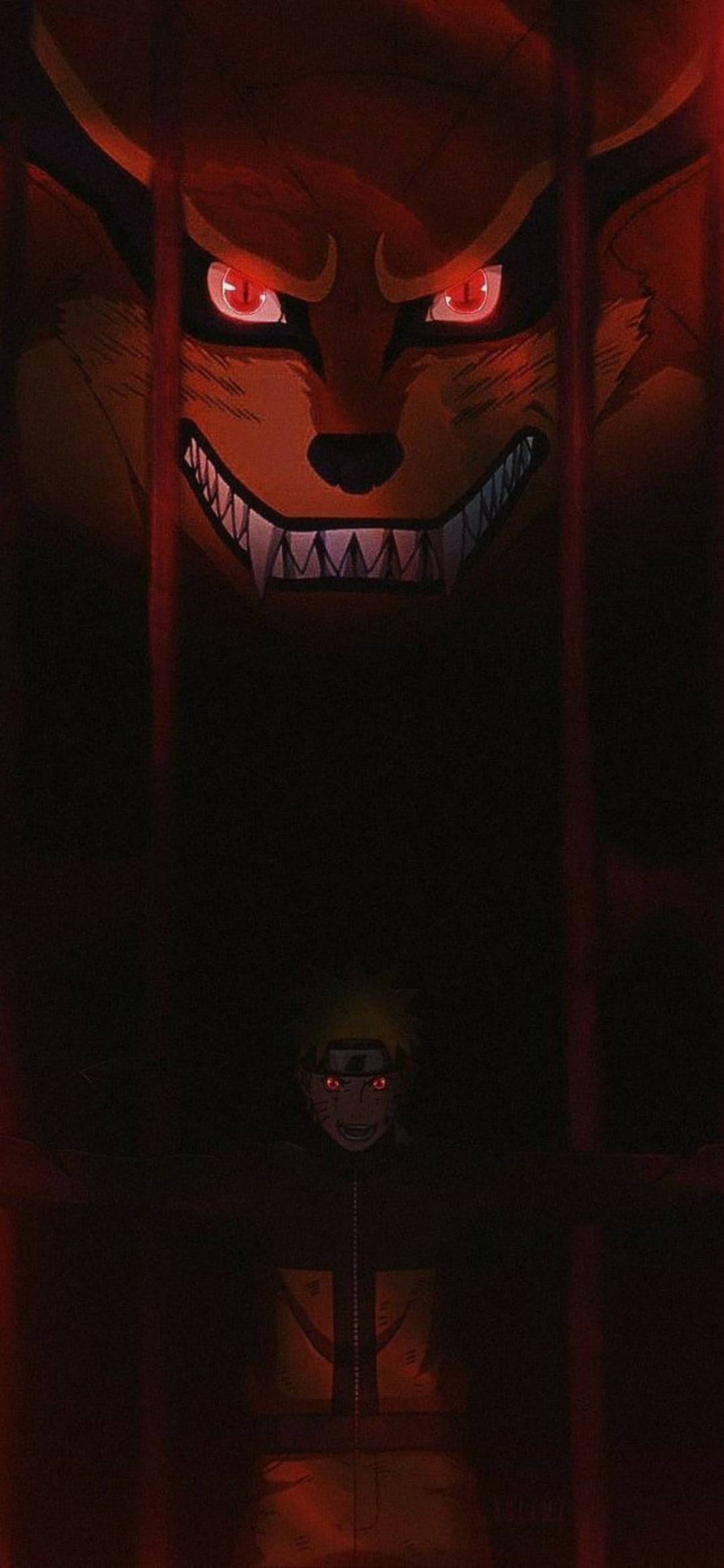 Naruto Kurama And Uzumaki With Red Eyes Wallpaper