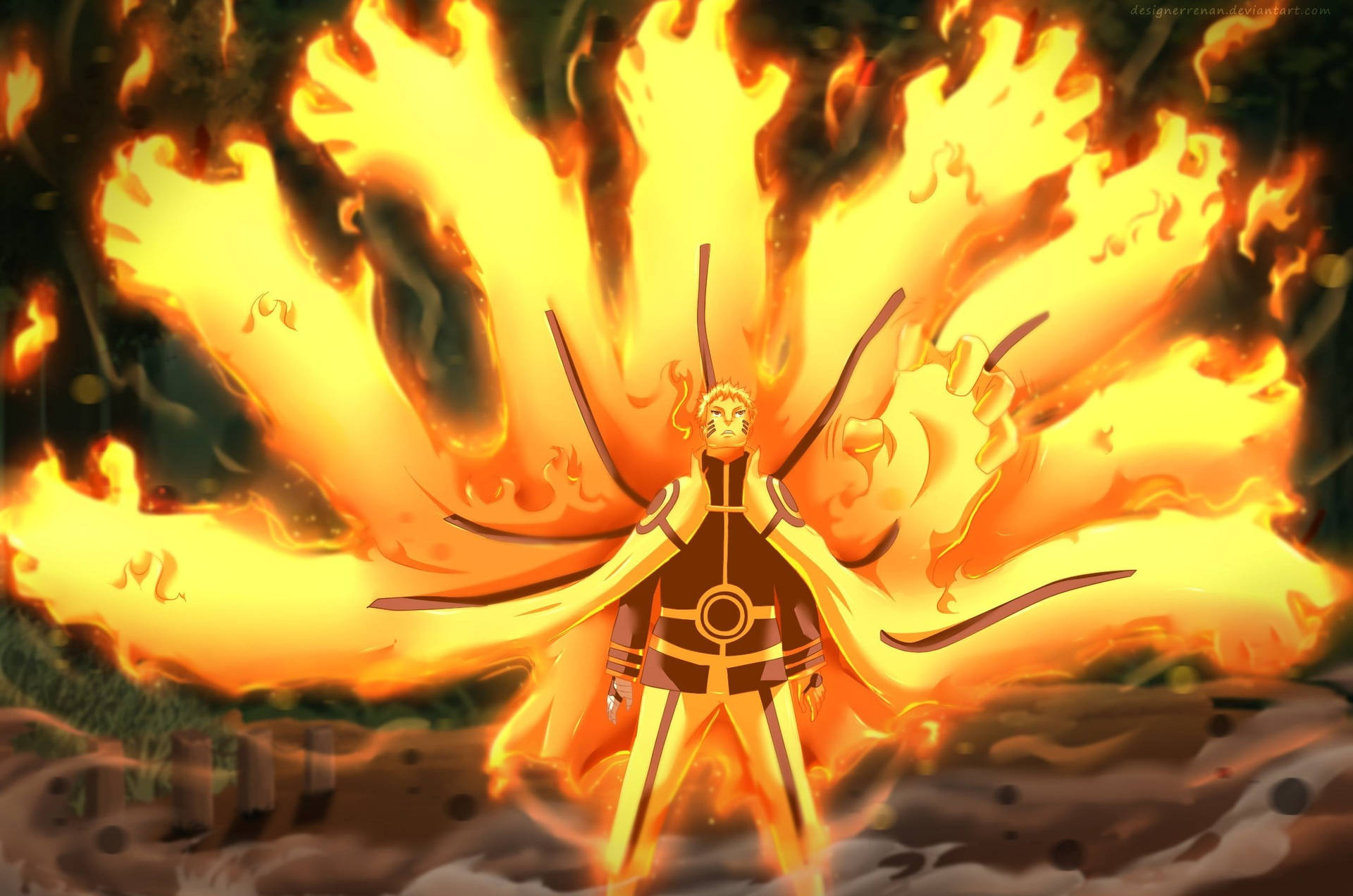 Naruto Levende Flammende Arme Wallpaper