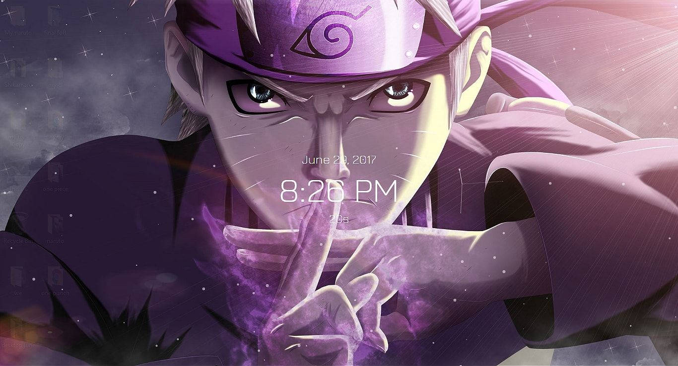 Naruto Live Purple Aesthetic Digital Clock Wallpaper