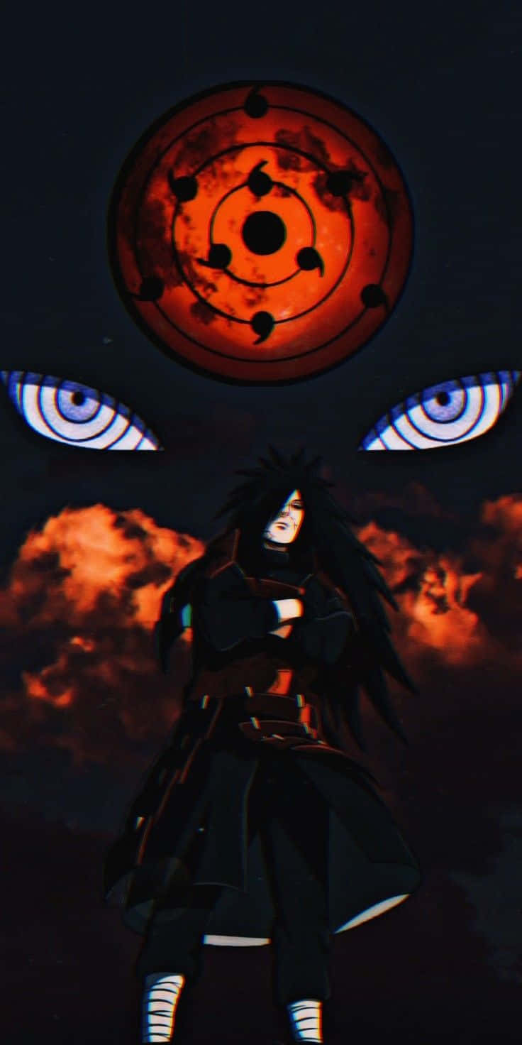Foto af Madara Uchiha fra Naruto illustreret baggrund Wallpaper