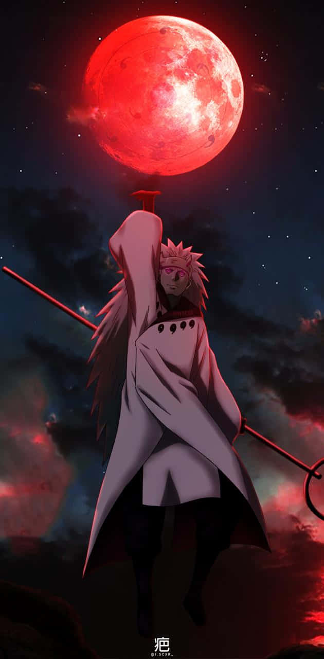 Naruto Madara Uchiha med Sharingan øje og legendariske Rinnegan kræfter. Wallpaper