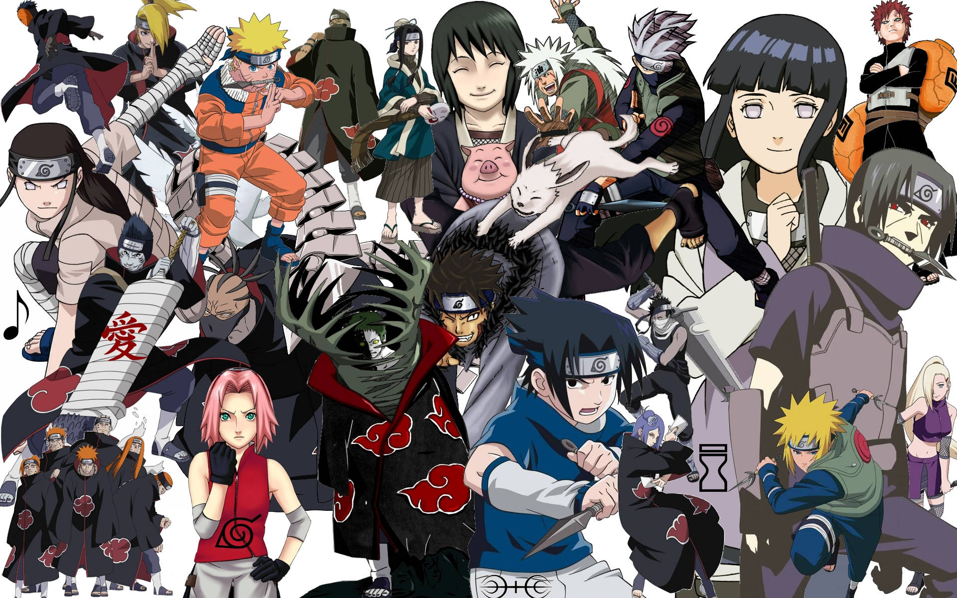 Naruto Hovedpersoner Poster Tapet: Et billede af de vigtigste personer i Naruto. Wallpaper