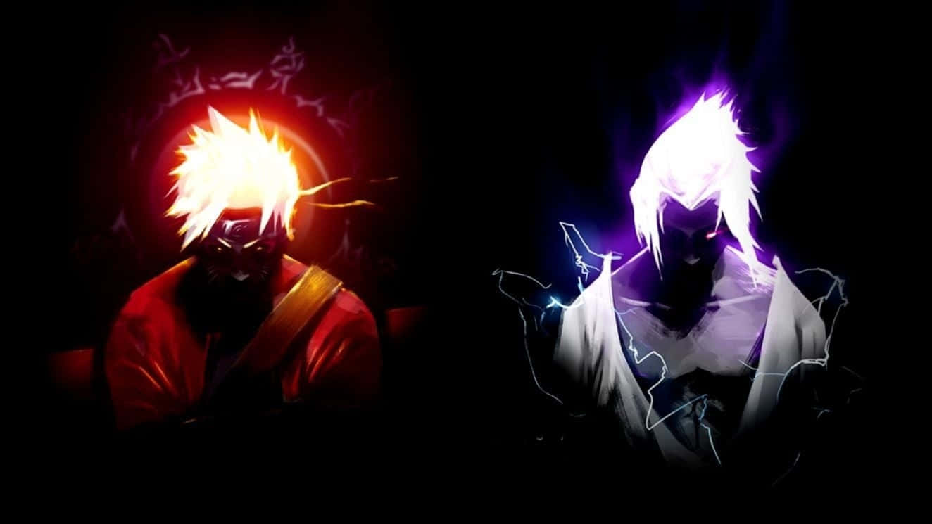 Mørke Sasuke og Naruto Neon Digital Kunst Wallpaper