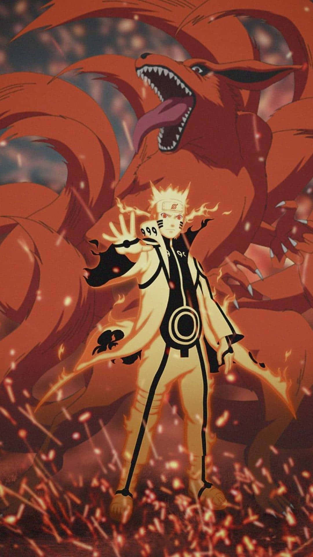 Naruto Uzumaki i sin Ni Tails Chakra Mode sprang ind i billedet. Wallpaper
