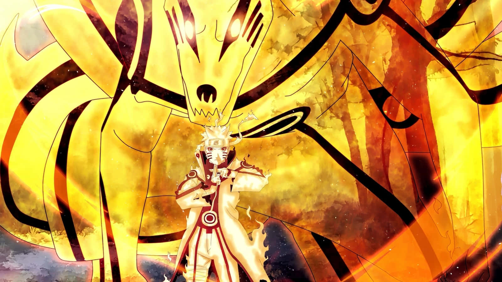 Naruto Uzumaki unleashes the power of the Nine-Tailed Fox within him. Wallpaper