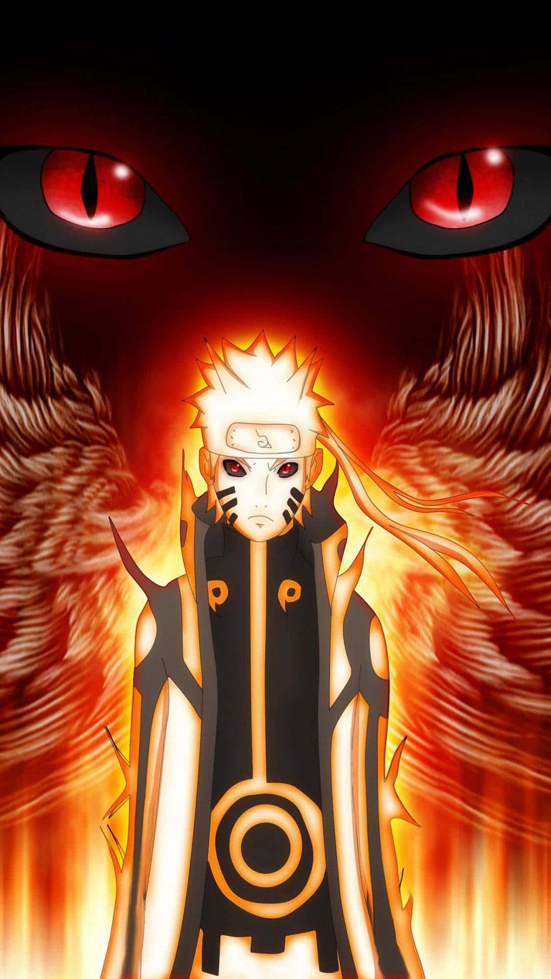 Naruto Nine Tails With Glowing Red Eyes Wallpaper