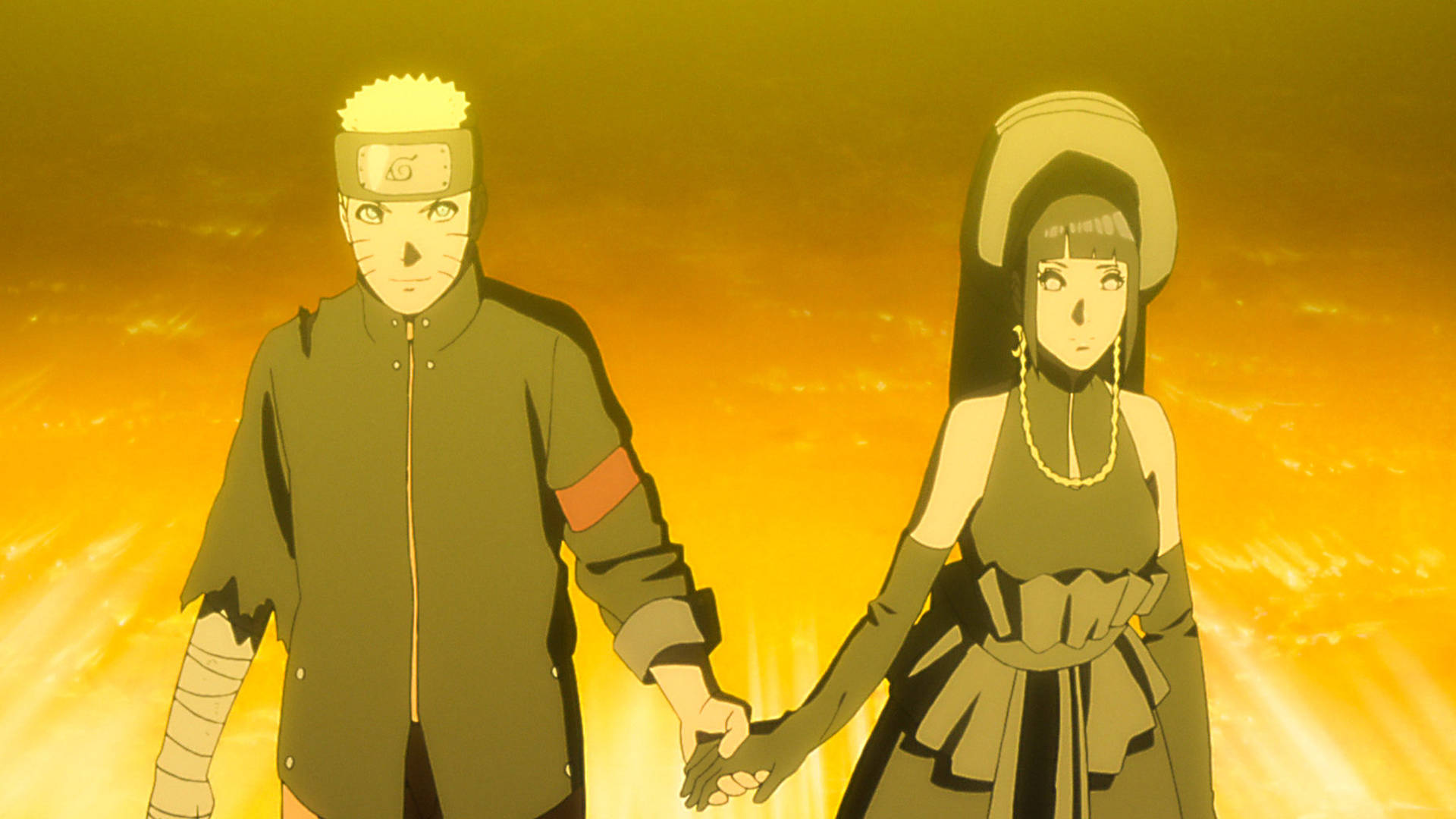 Naruto Og Hinata Holder Hænder Wallpaper